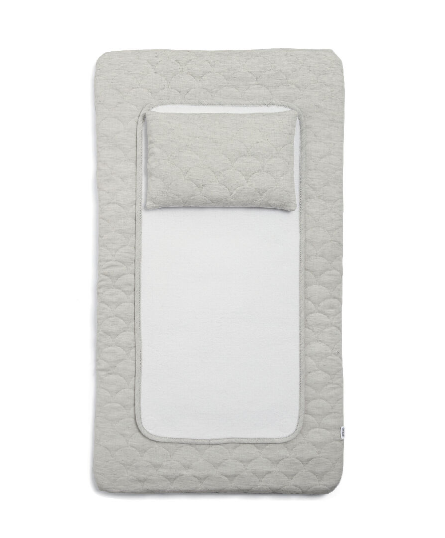 Welcome to the World Luxury Changing Mat - Scalloped Grey image number 1