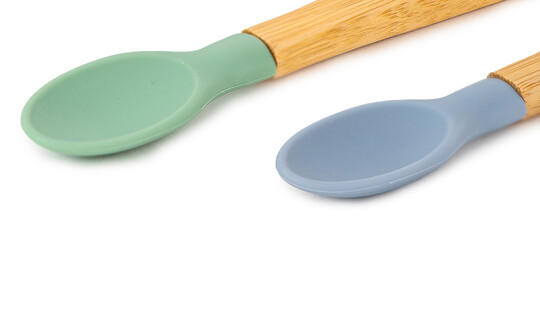 Citron Organic Bamboo Spoons Set of 2 Green/Dusty Blue image number 2