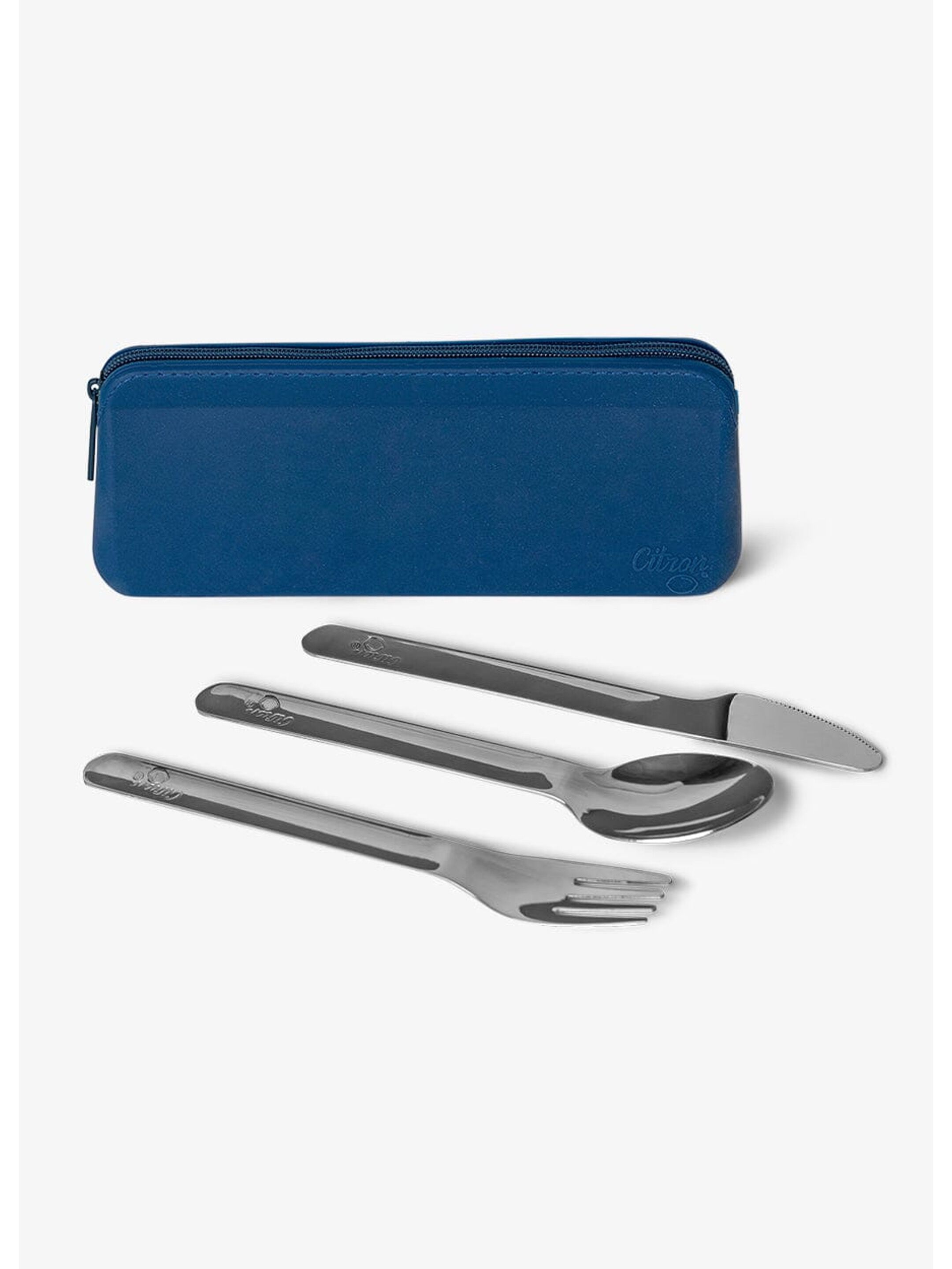 Citron Stainless Steel Cutlery with Pouch - Blue image number 6