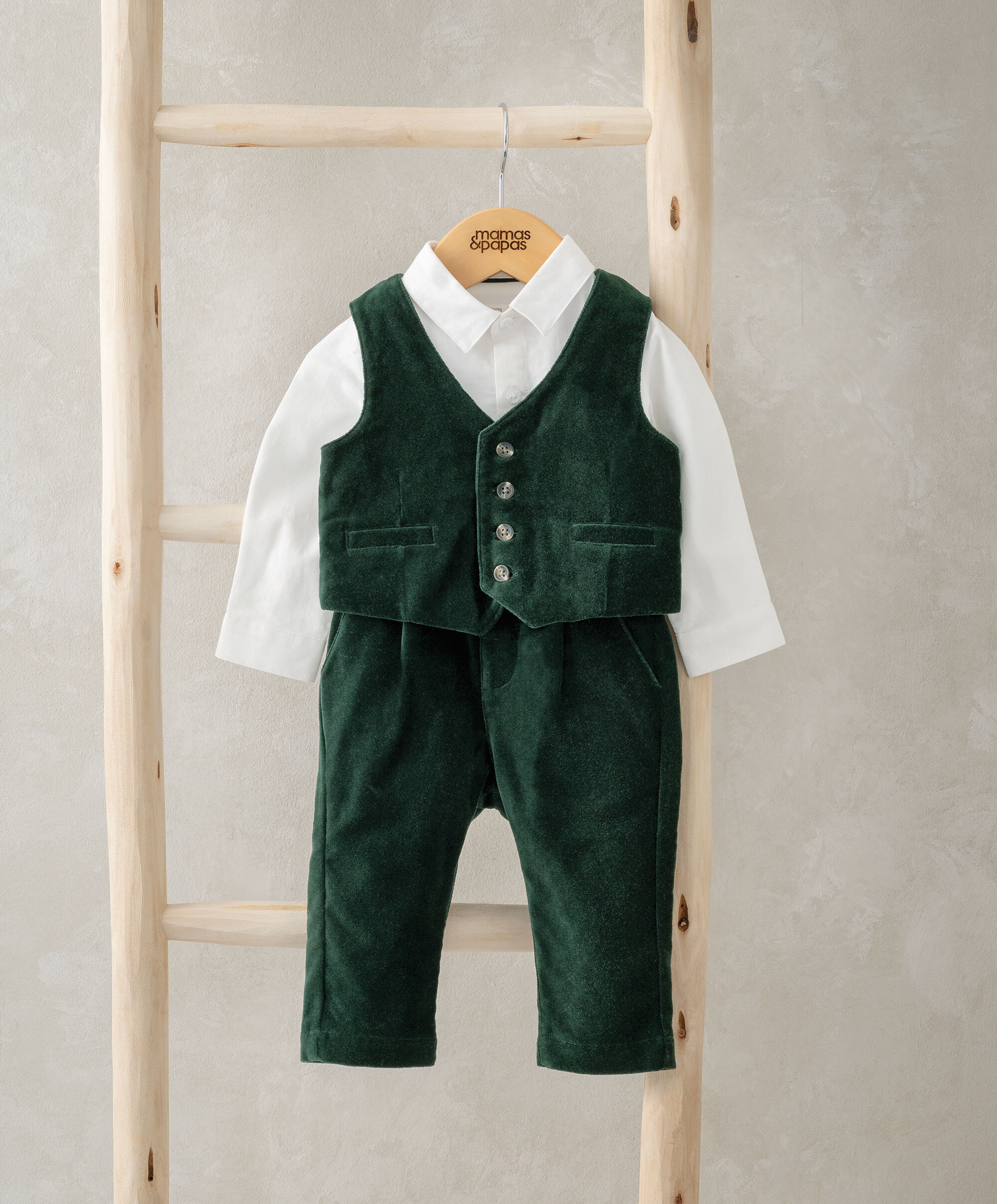 3 Piece Velour Suit Set - Emerald Green image number 1