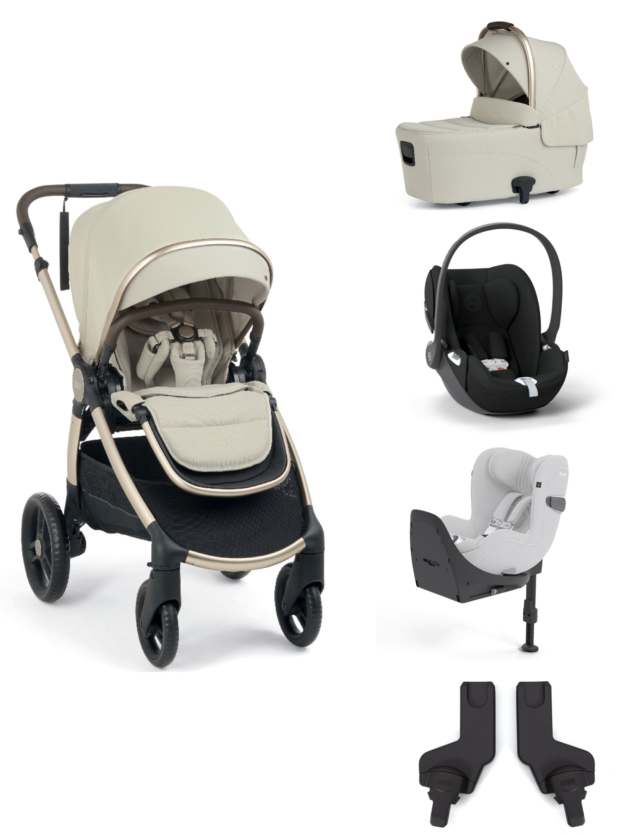 Ocarro 2 Pushchair and Carrycot Bundle with Cybex Cloud T i-Size Infant Car Seat, Adaptor, and Base (5 Pieces) &ndash; Eclipse