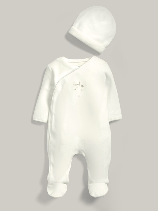 Loved Design Velour All-In-One with hat Sand- 3-6 months image number 4