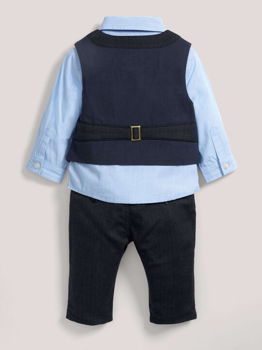 4 PieceWaistcoat Suit Set with Shirt, Bowtie & Trousers Navy- 3-6 months image number 2