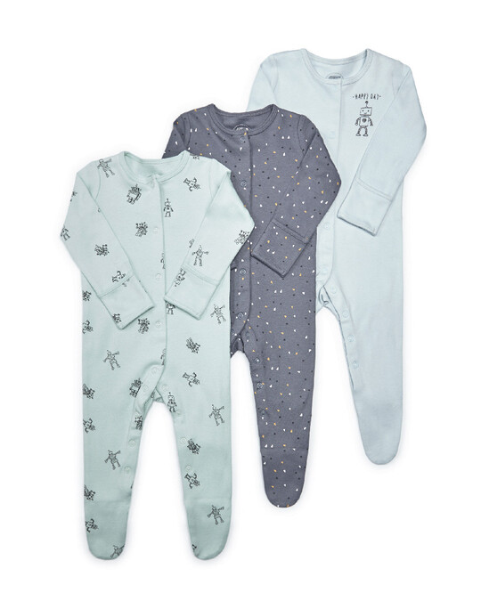 Robot Jersey Sleepsuits - 3 Pack image number 1
