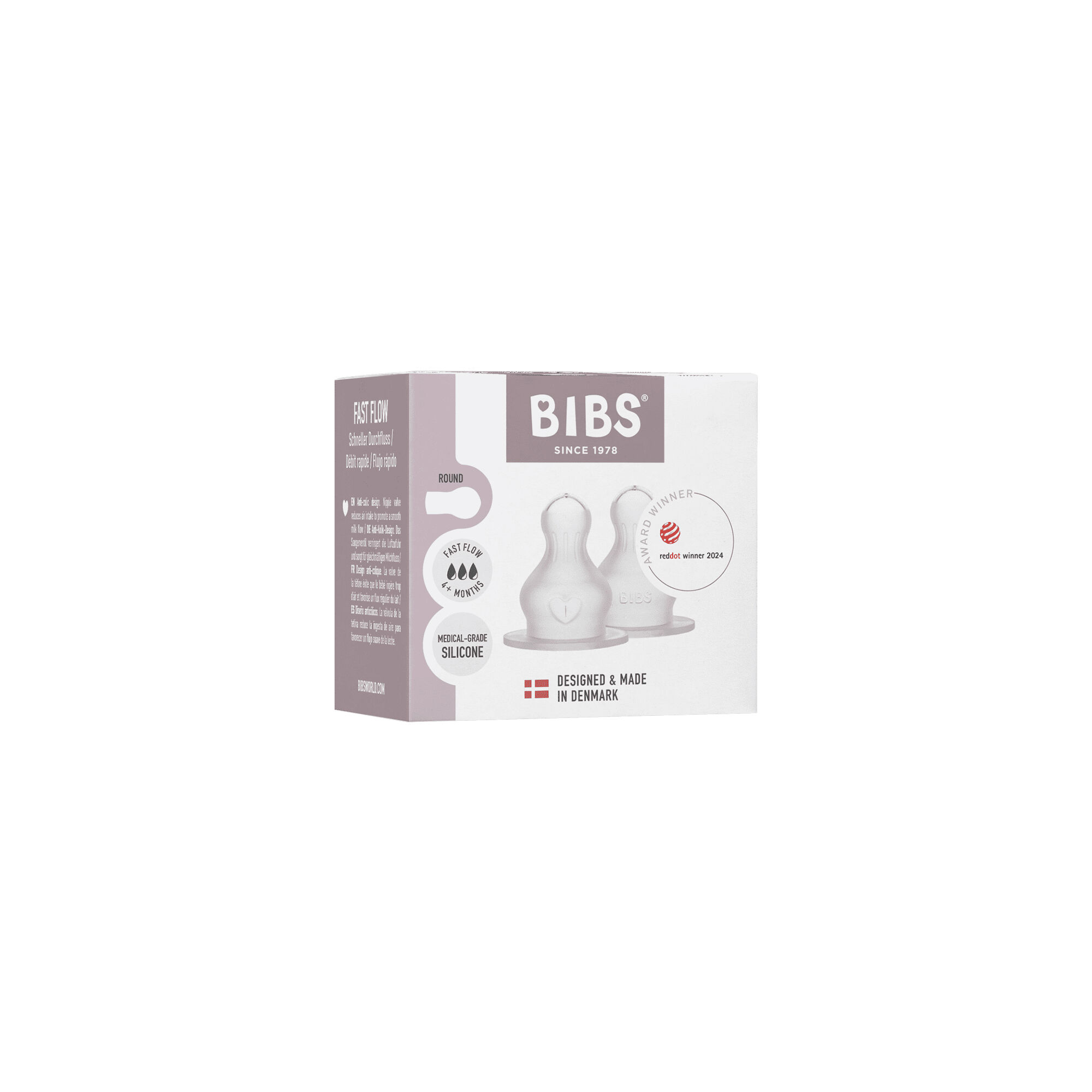 BIBS Baby Bottle Nipple Round Silicone 2 Pack Fast Flow image number 2