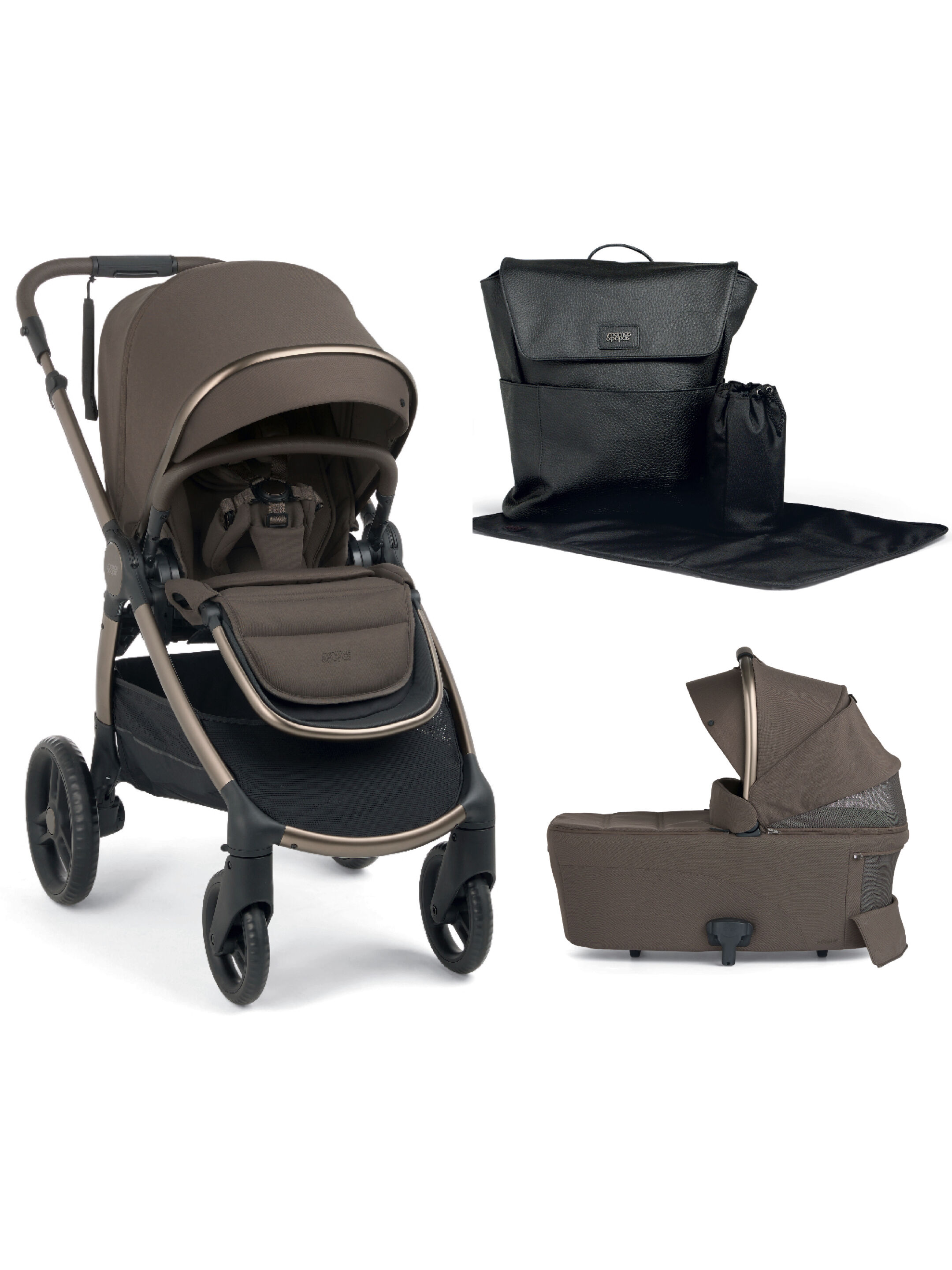 Ocarro 2 Pushchair and Carrycot Bundle with Adjustable Changing Backpack (3Pieces) - Crema image number 1