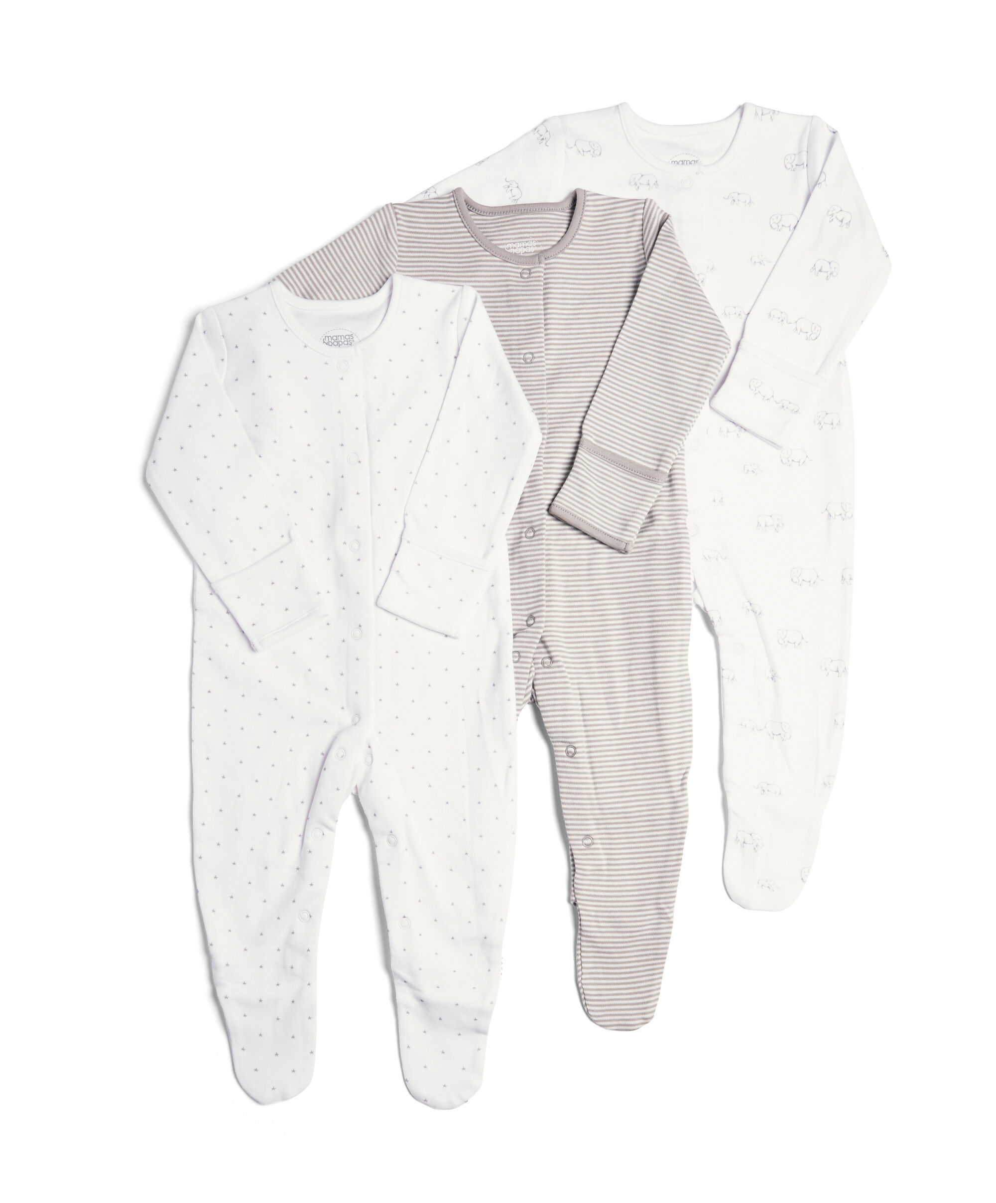 Elephant Sleepsuits 3 Pack image number 1