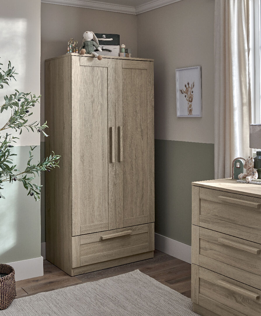 Atlas 2 Piece Cotbed Set with Wardrobe- Light Oak image number 2
