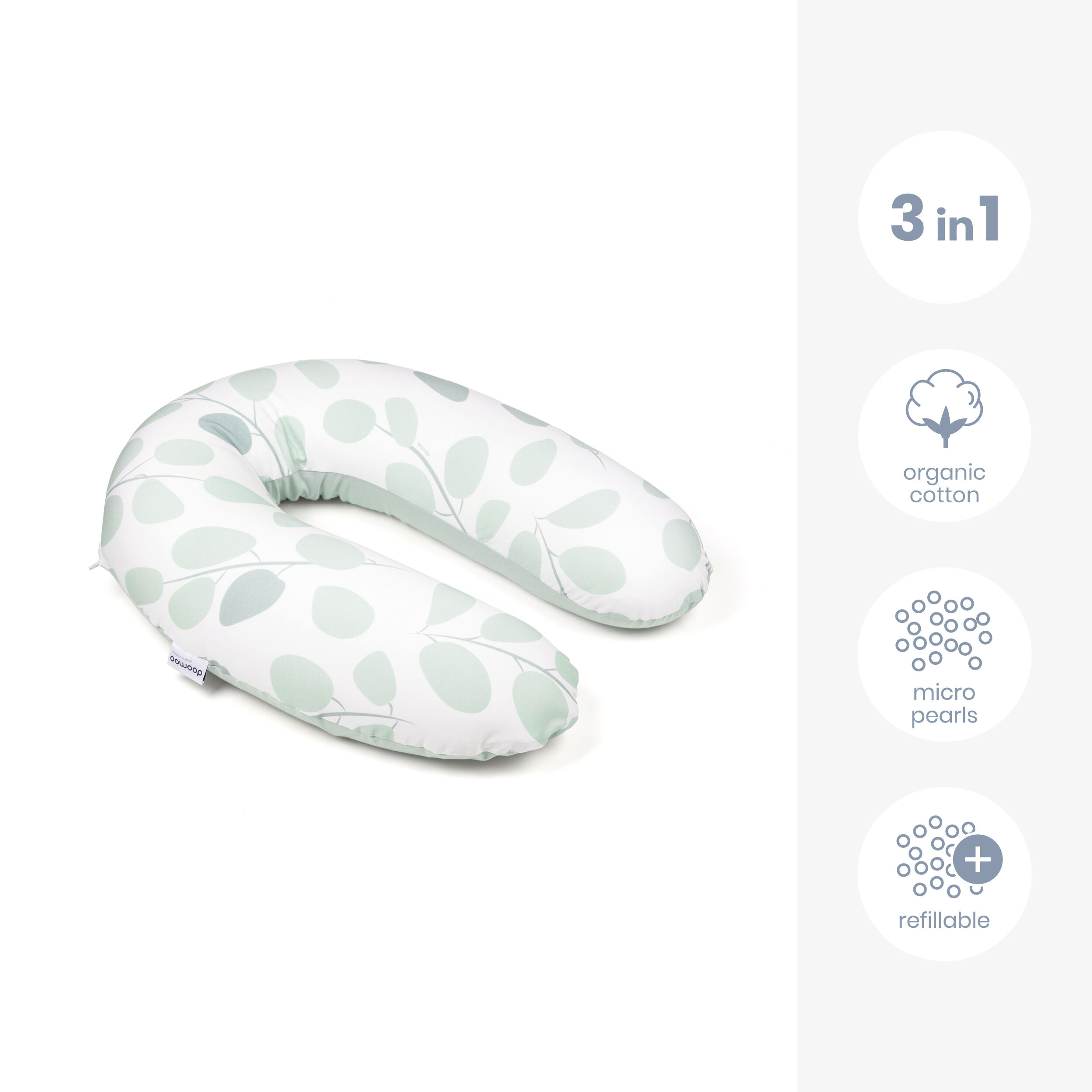 Doomoo Buddy Maternity Pillow - Leaves Aqua Green image number 2