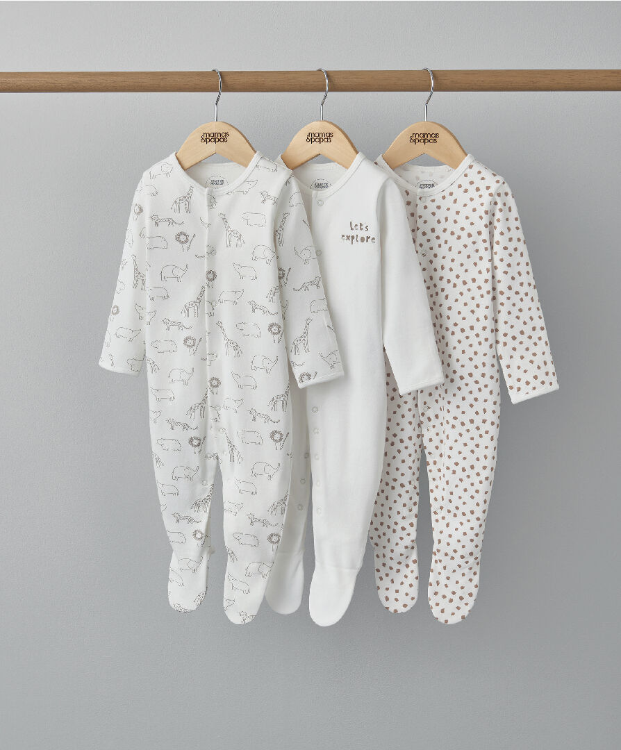 3 Pack Safari Sleepsuits image number 1
