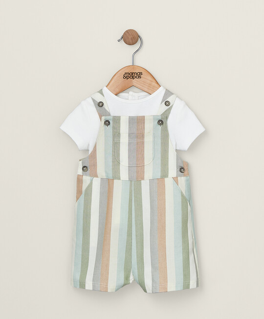 2 Piece Stripe Woven Dungaree Set image number 1