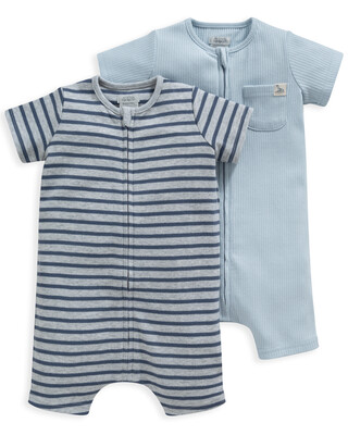 2 Pack Blue Jersey Rompers