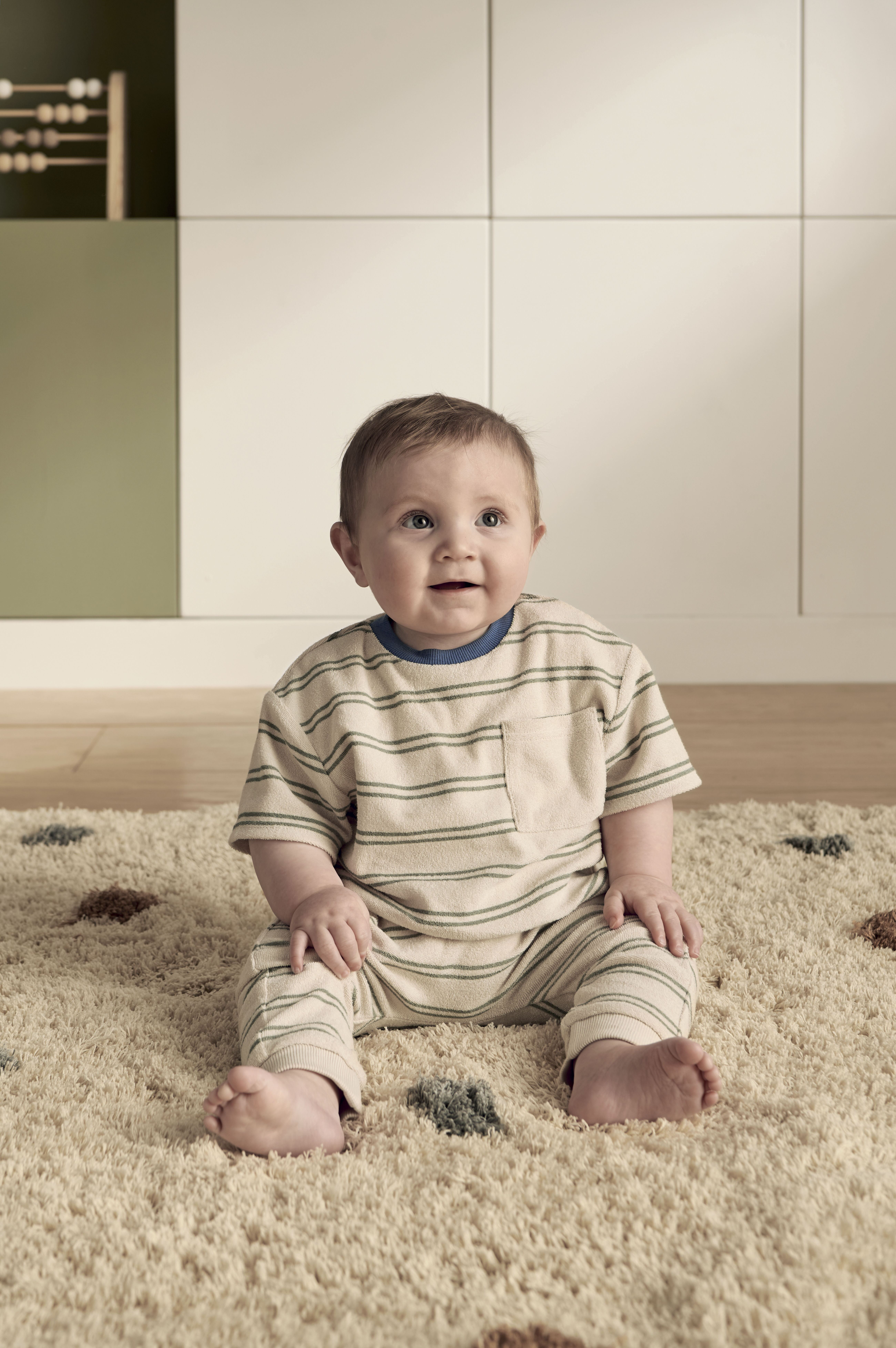 Stripped Terry Towelling T-Shirt & Joggers Set