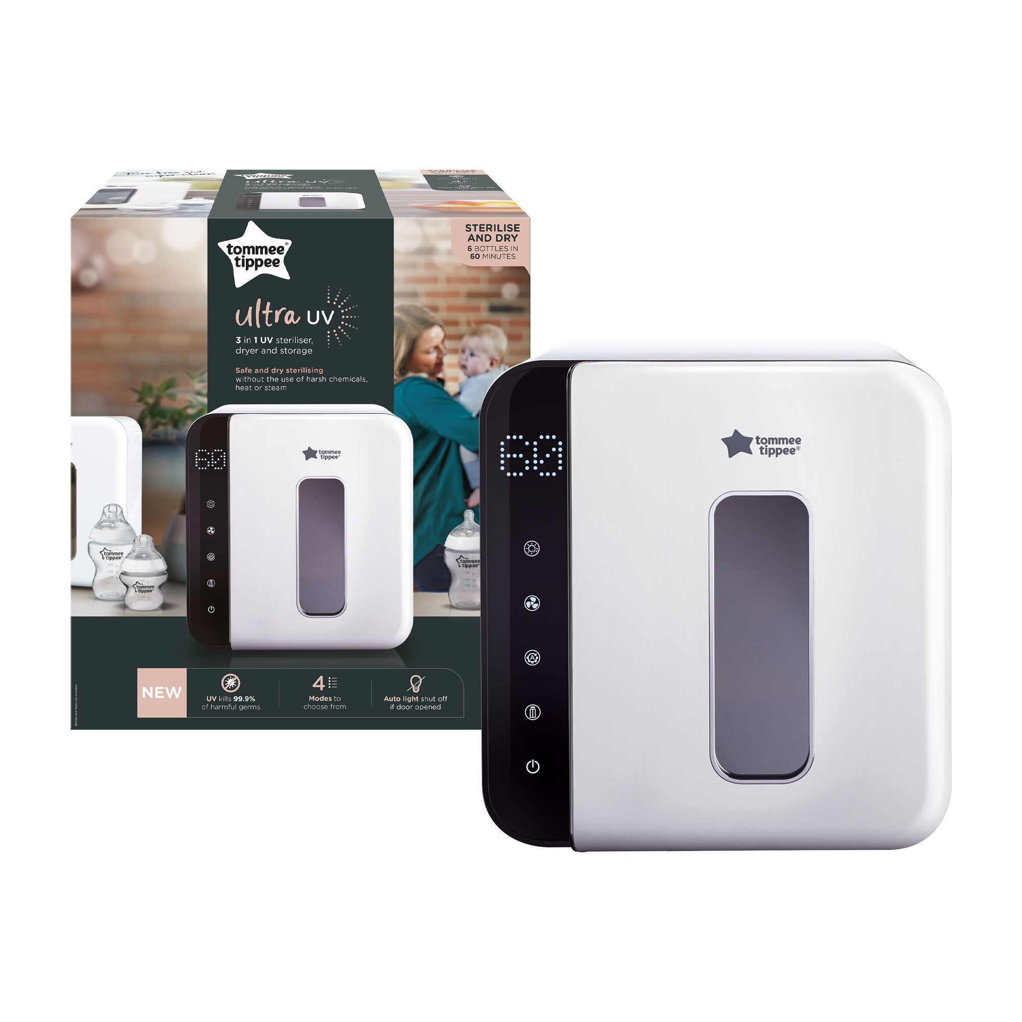 Tommee Tippee Ultraviolet Steriliser for Baby Bottles, 3 in 1 &ndash; Sterilise, Dry and Store image number 2