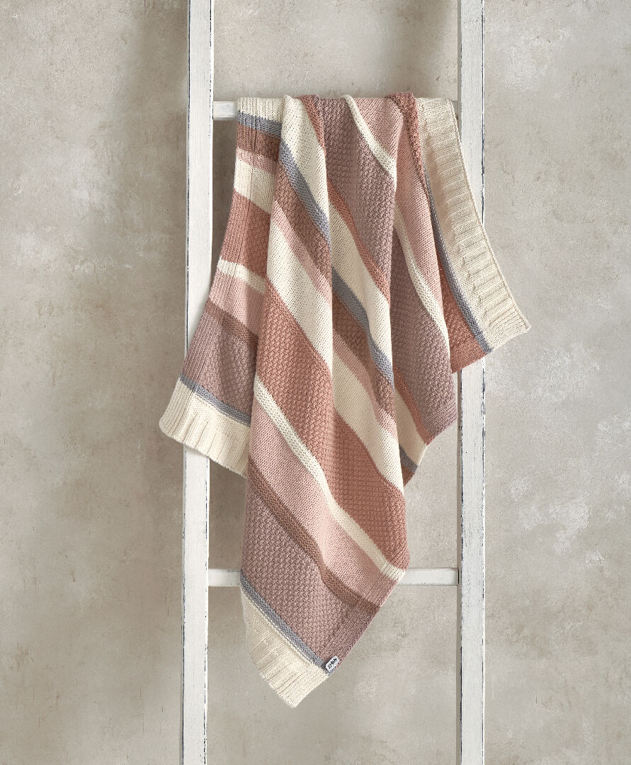 Knitted Blanket - Pink Block