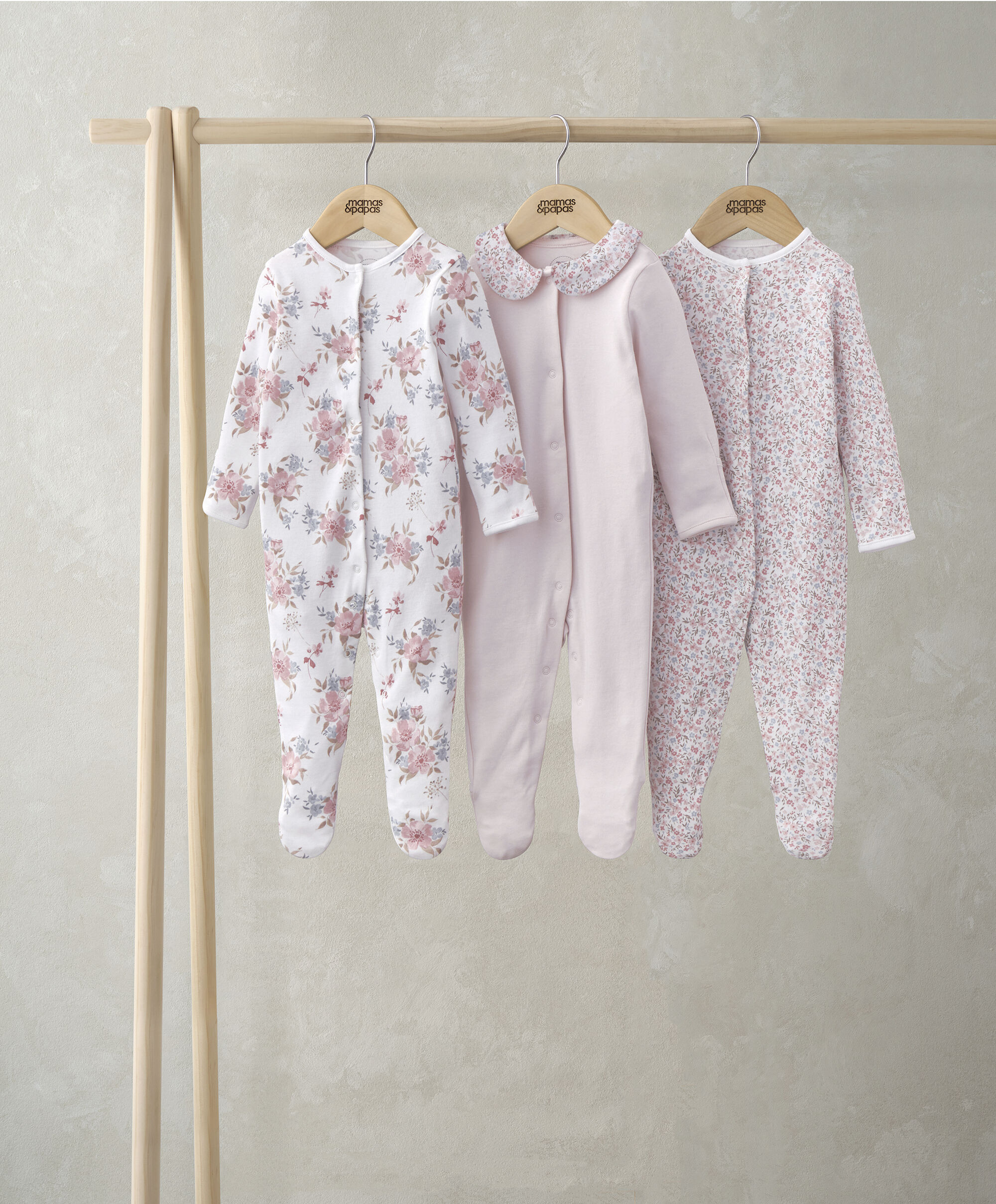 Watercolour Floral Sleepsuits (Set of 3)