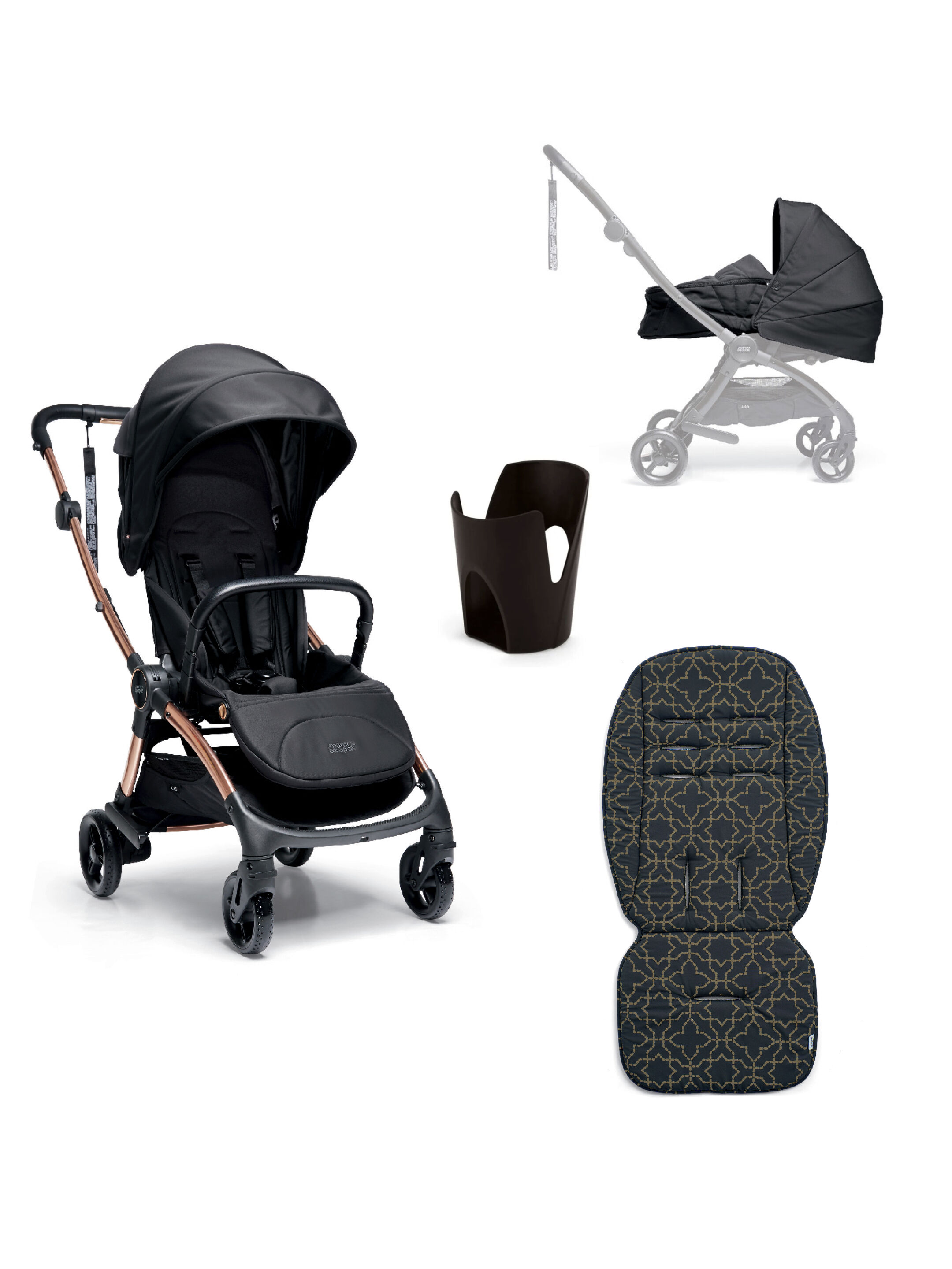 Airo 4 Piece Essentials Bundle - Rose Gold Frame with Black Newborn Pack 