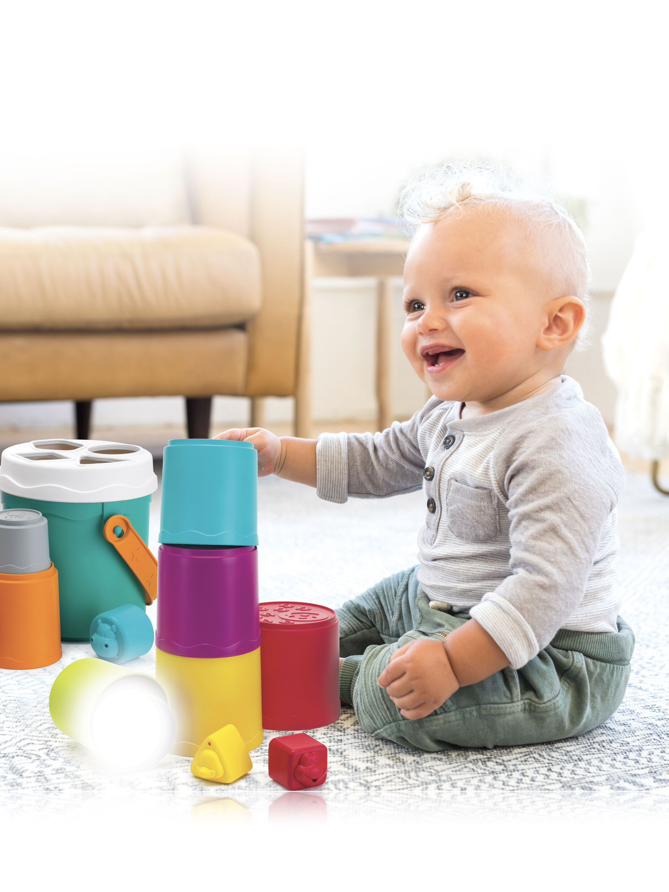 Infantino Shape Sorting Stack N' Nest Buckets - 10 Pieces image number 3