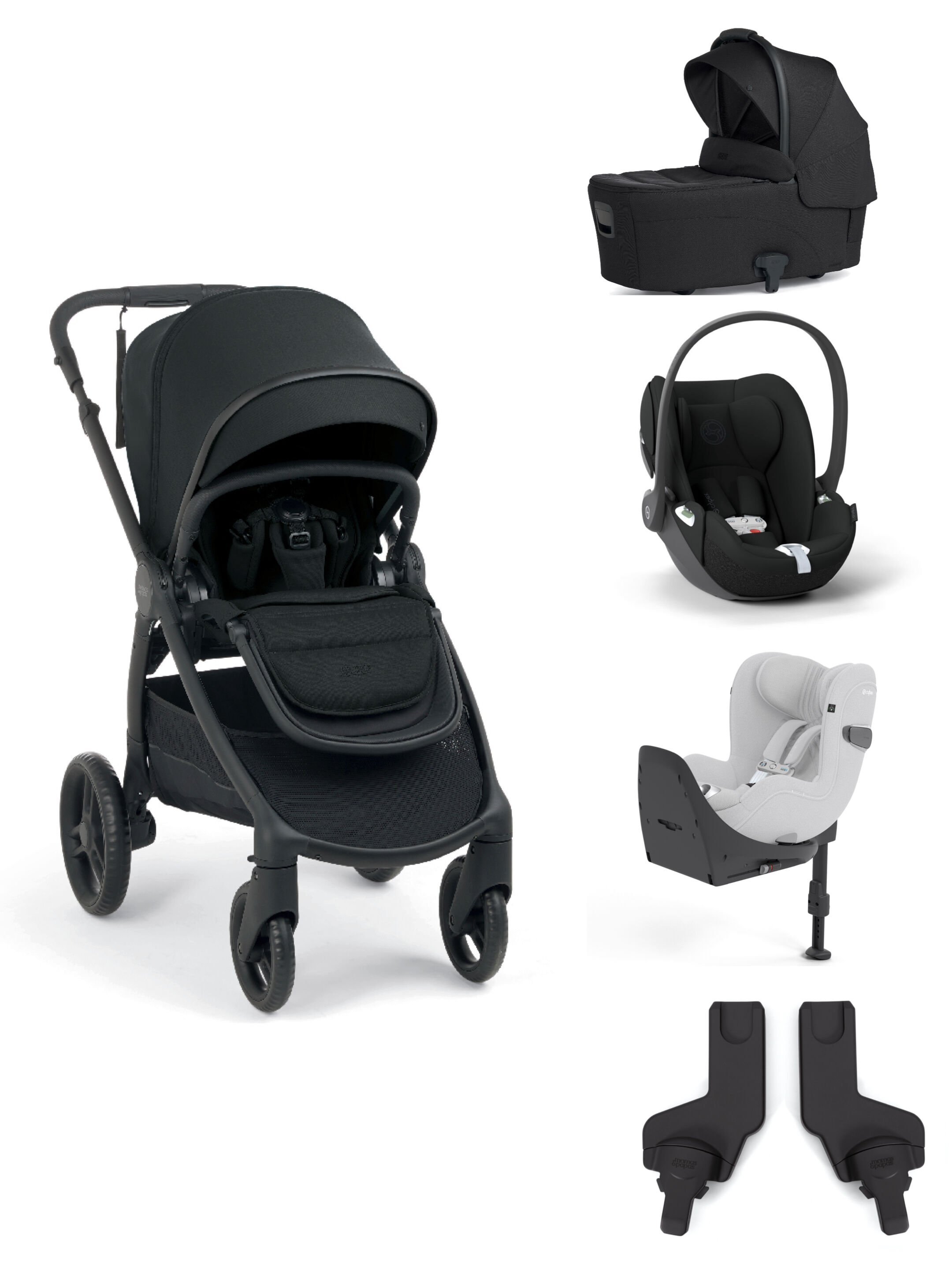 Ocarro 2 Pushchair and Carrycot Bundle with Cybex Cloud T i-Size Infant Car Seat, Adaptor, and Base (5 Pieces) &ndash; Eclipse image number 1