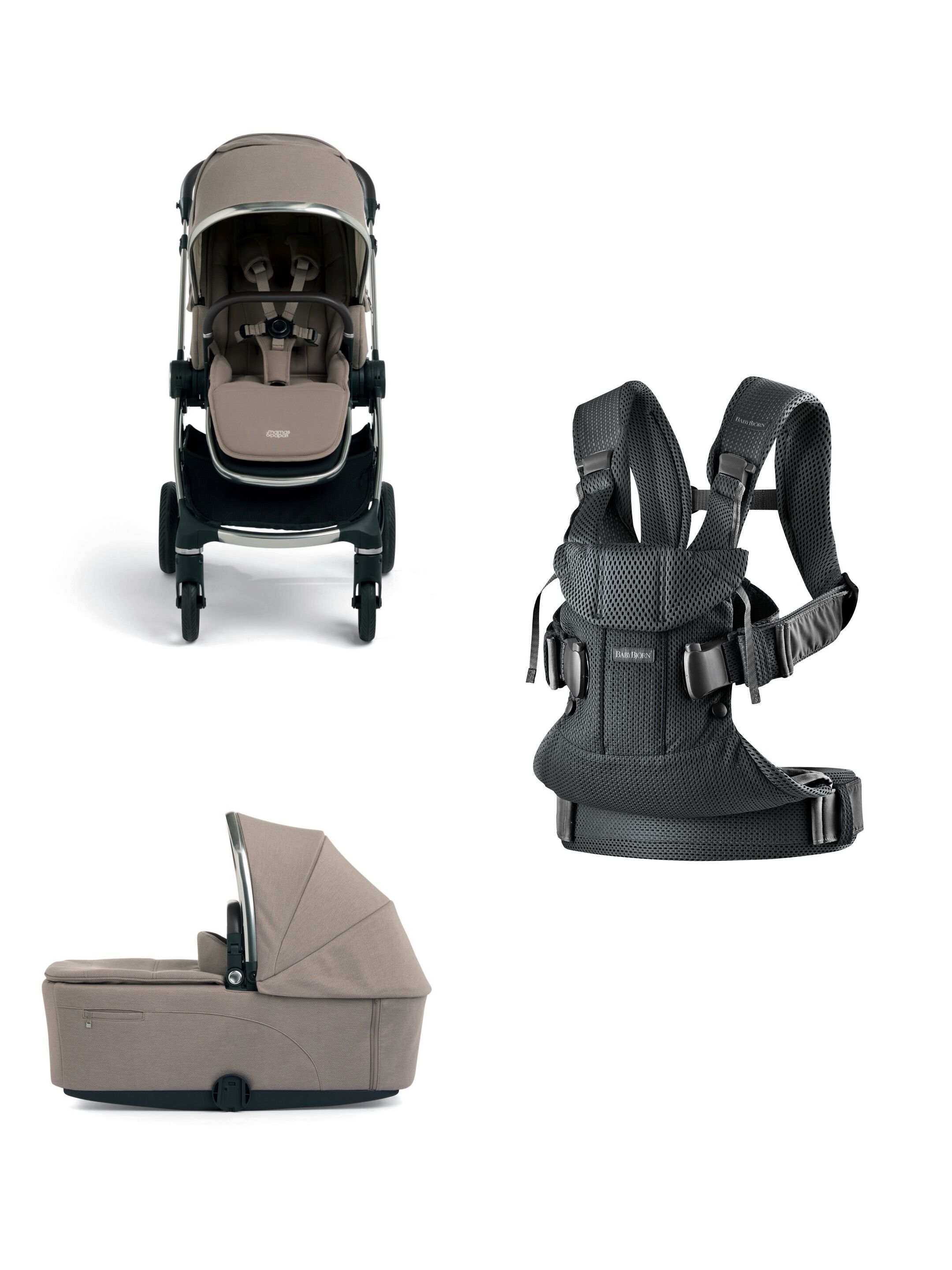 Vardo Heritage Stroller and Carrycot with Babybjorn Carrier Mini 3 Piece Bundle image number 1