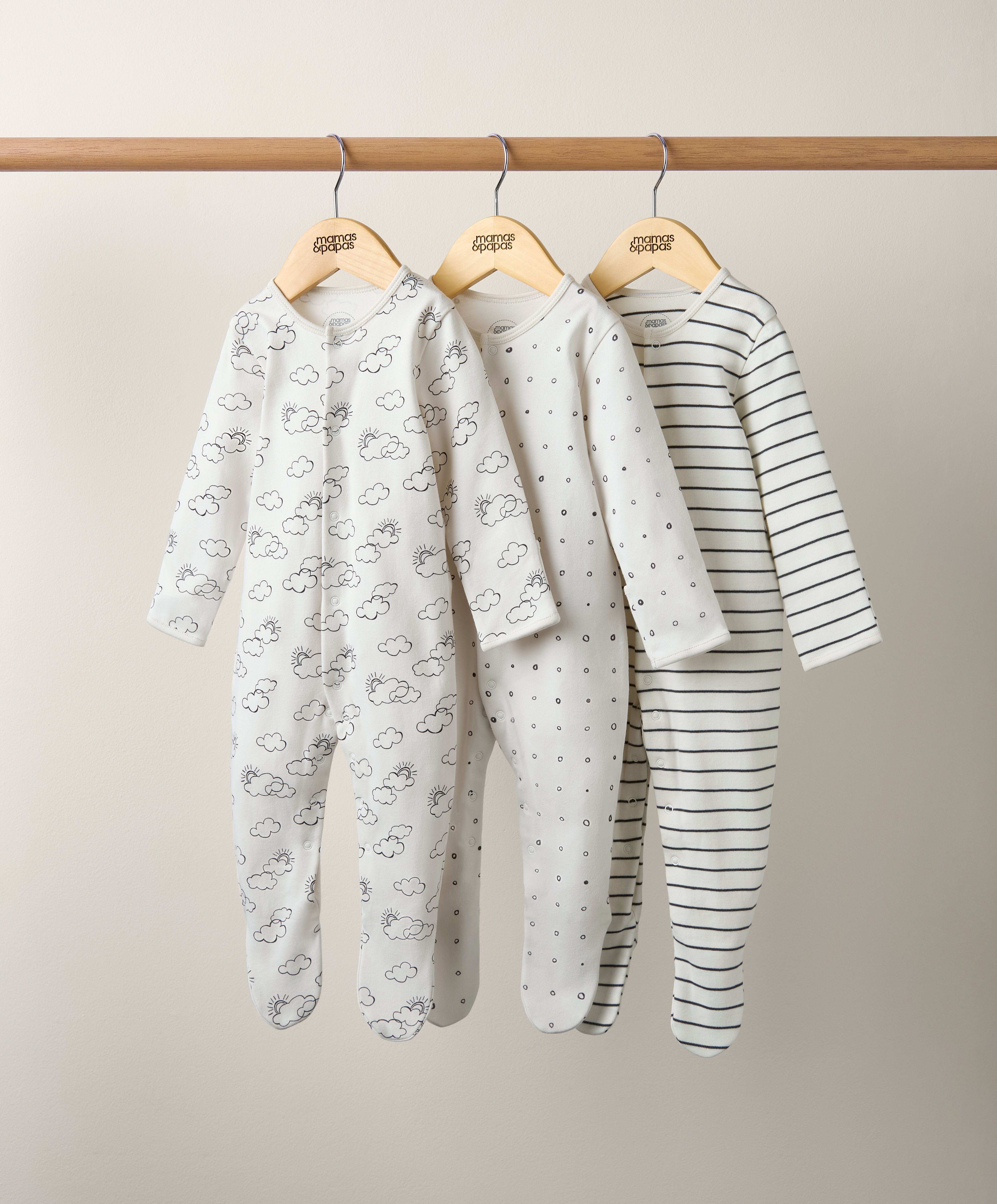 3 Pack Cloud Sleepsuits image number 3