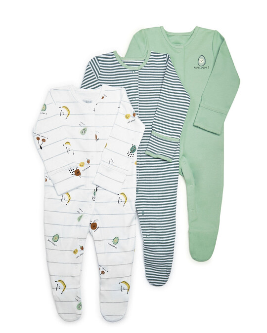 Fruit Jersey Sleepsuits - 3 Pack image number 1
