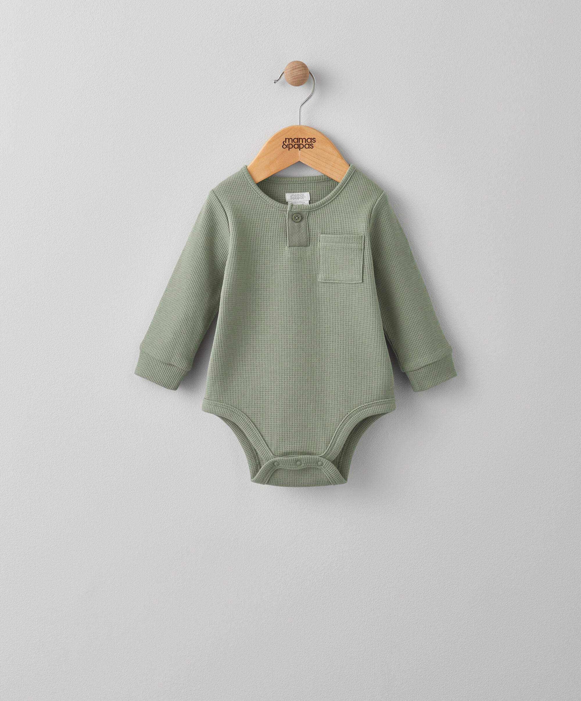 Green Waffle Button Bodysuit image number 1