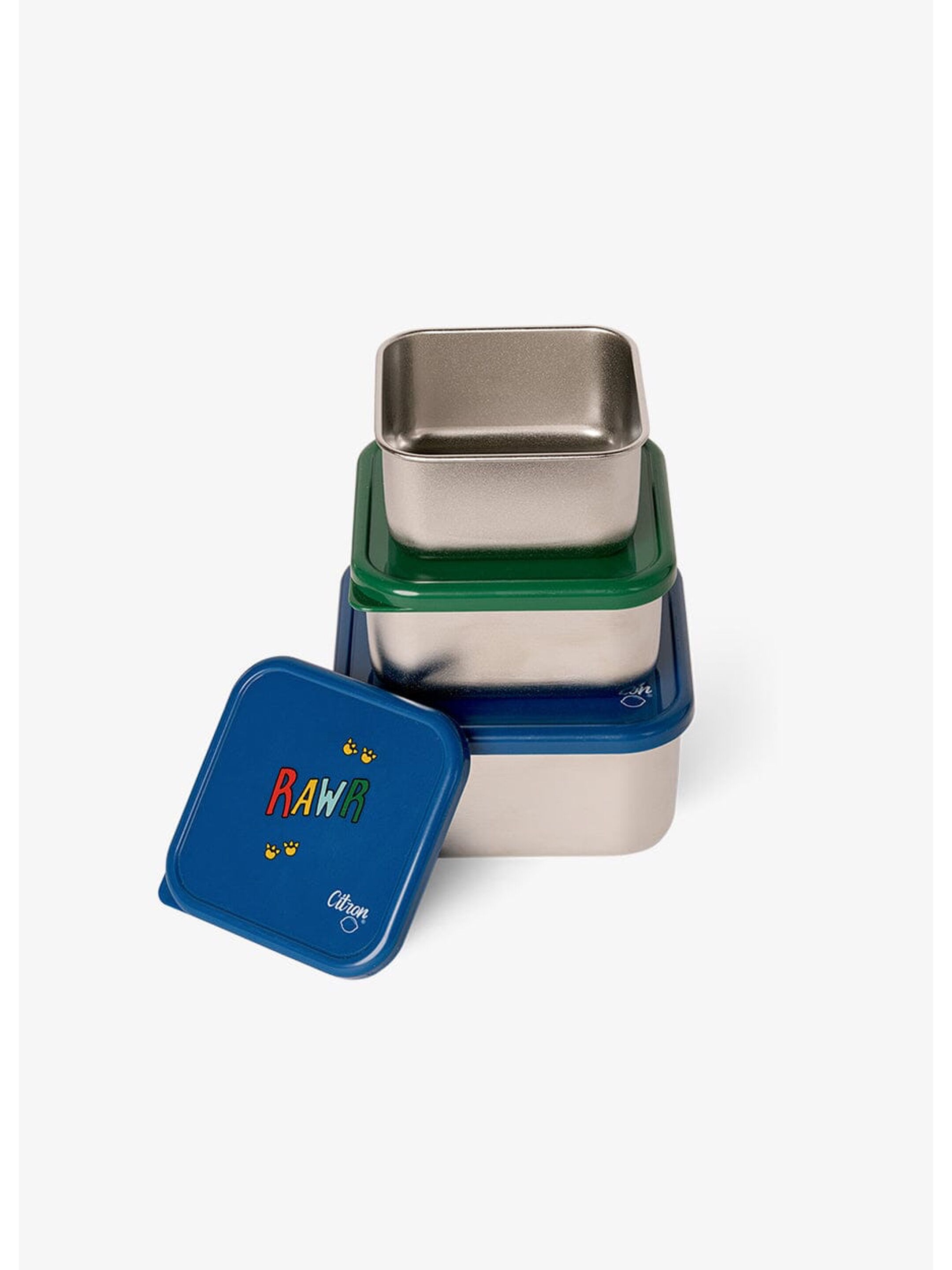 Citron Stackable Stainless steel Lunchbox - Set of 3 - Dino image number 4