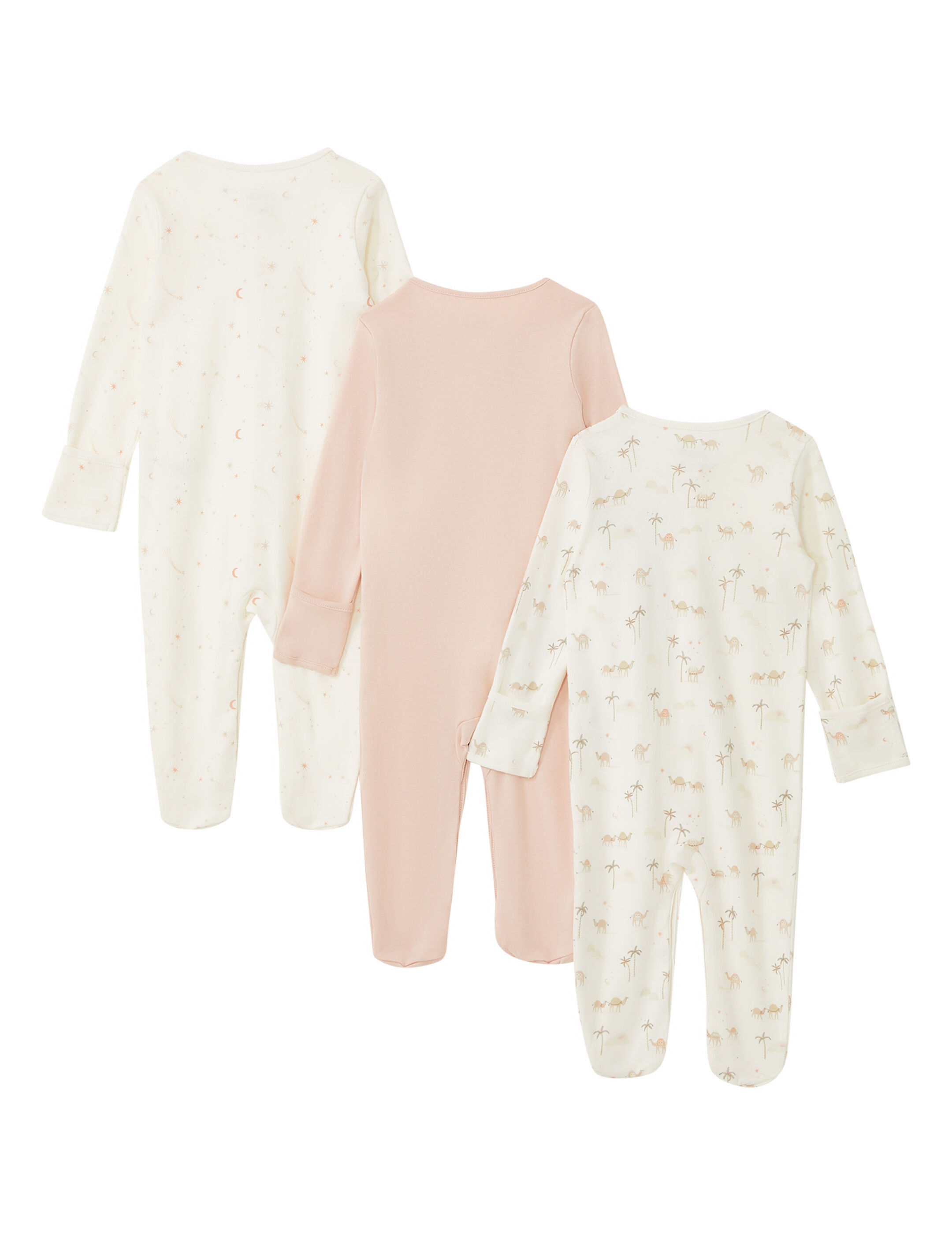 3 Pack Desert Sleepsuits Pink image number 3