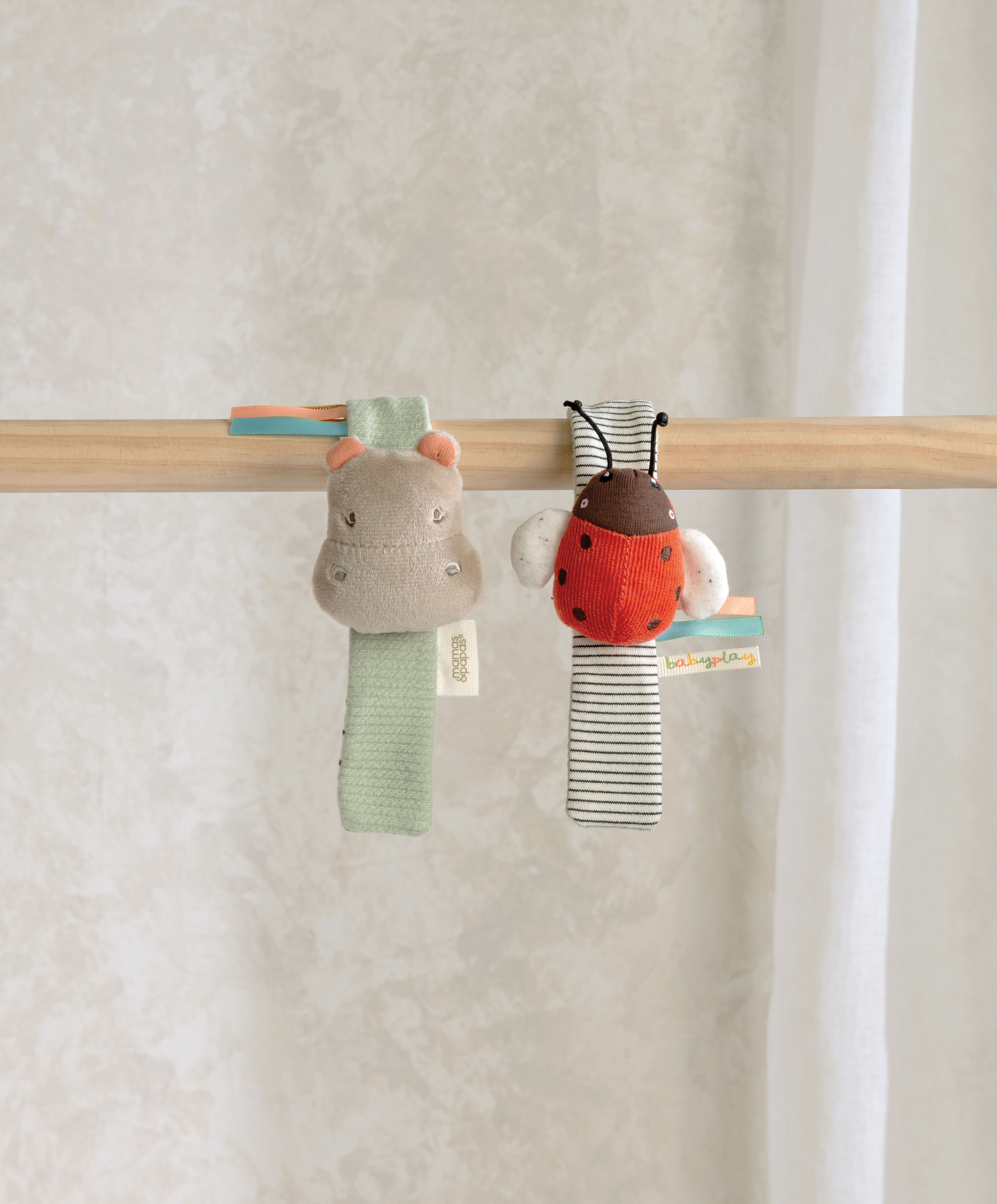 2PK Wrist Rattle - Hippo/ladybird