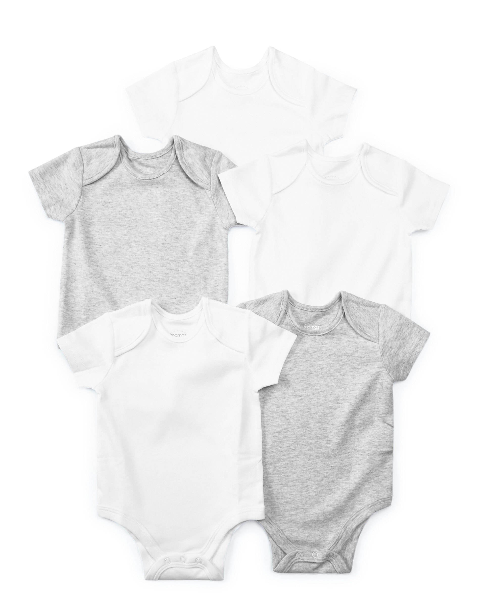5 Pack Grey Short Sleeve Bodysuits