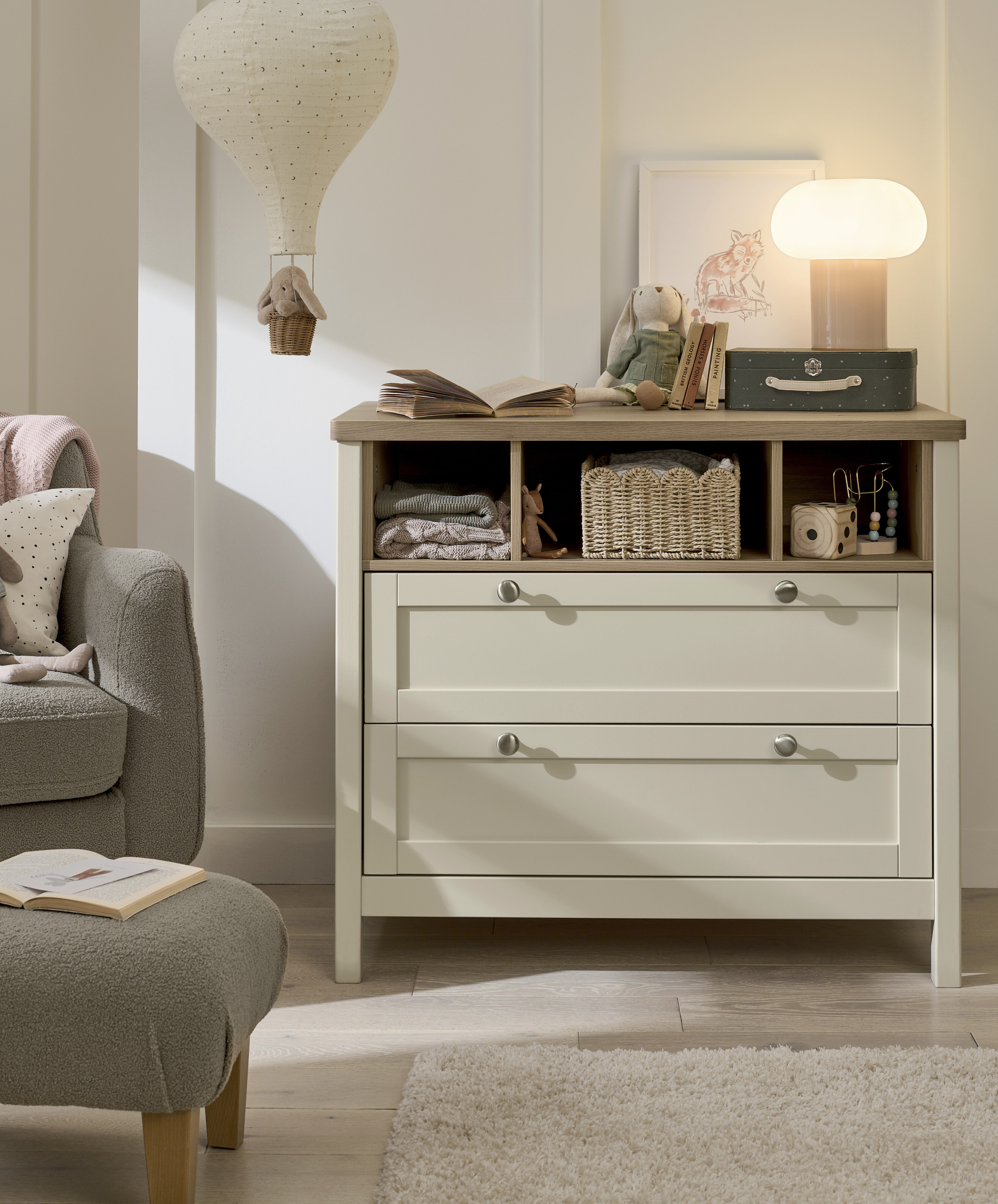 Harwell - Cashmere 3 Piece Cotbed Set with Dresser Changer & Wardrobe image number 3