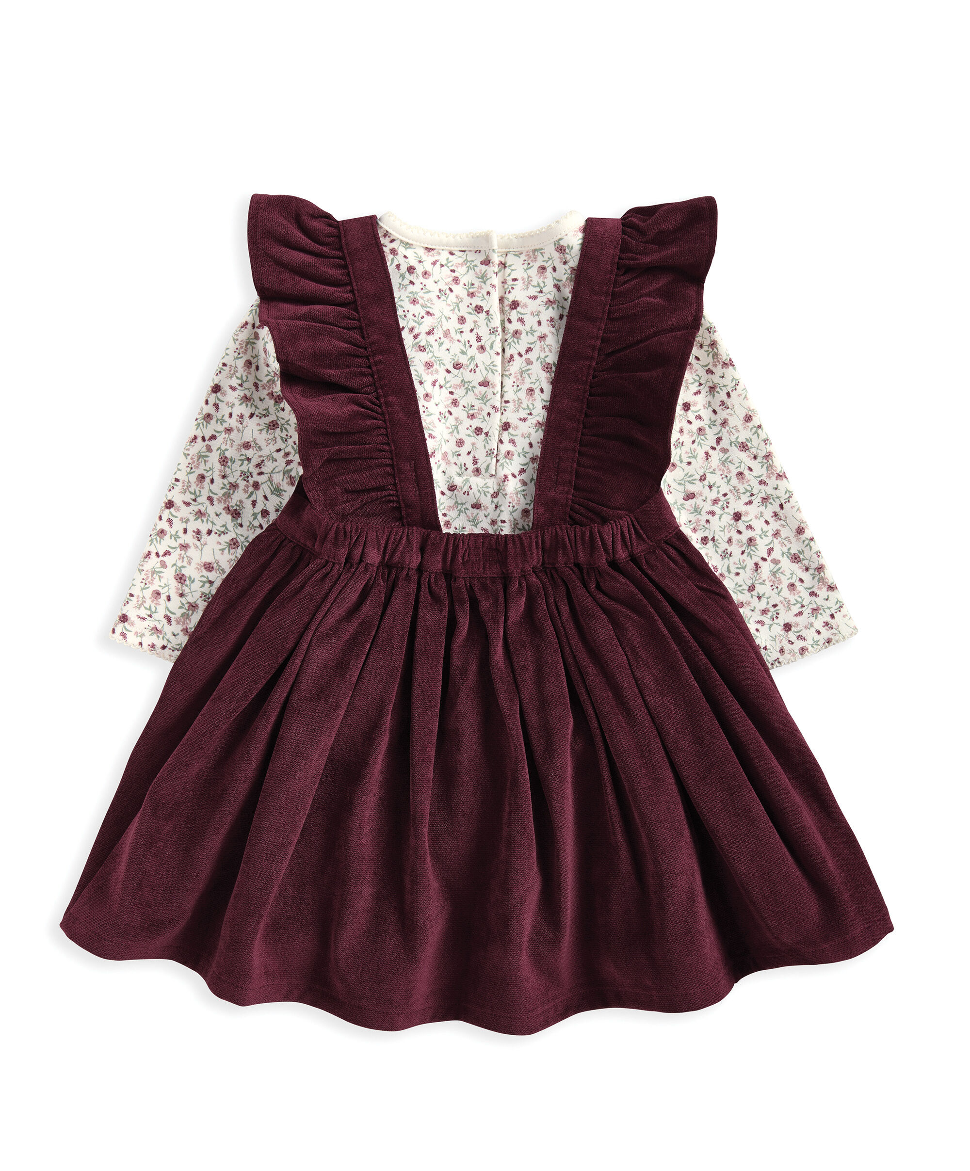 2 Piece Winter Ditsy Floral Bodysuit & Pinafore Dress Set image number 3