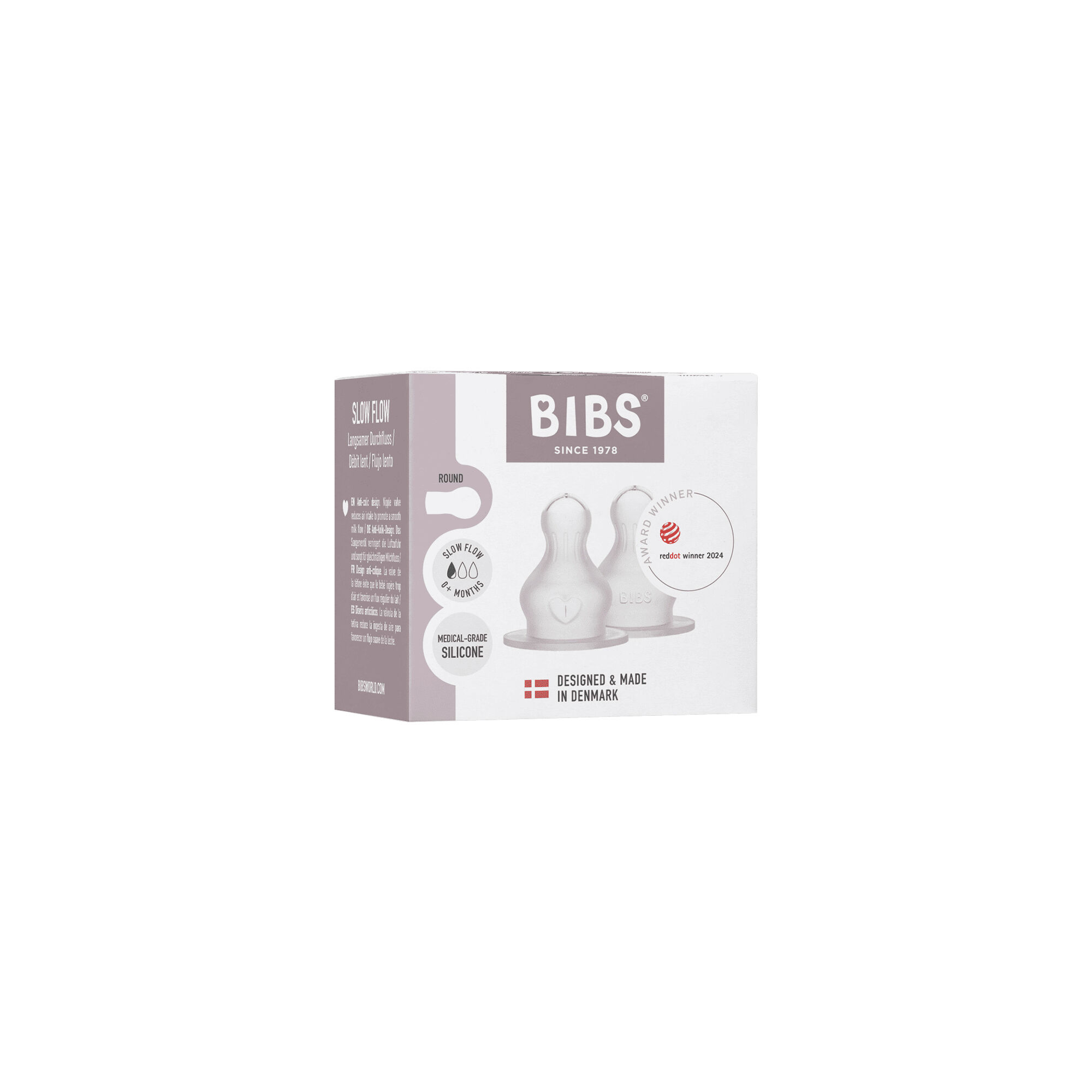 BIBS Baby Bottle Nipple Round Silicone 2 Pack Slow Flow image number 2