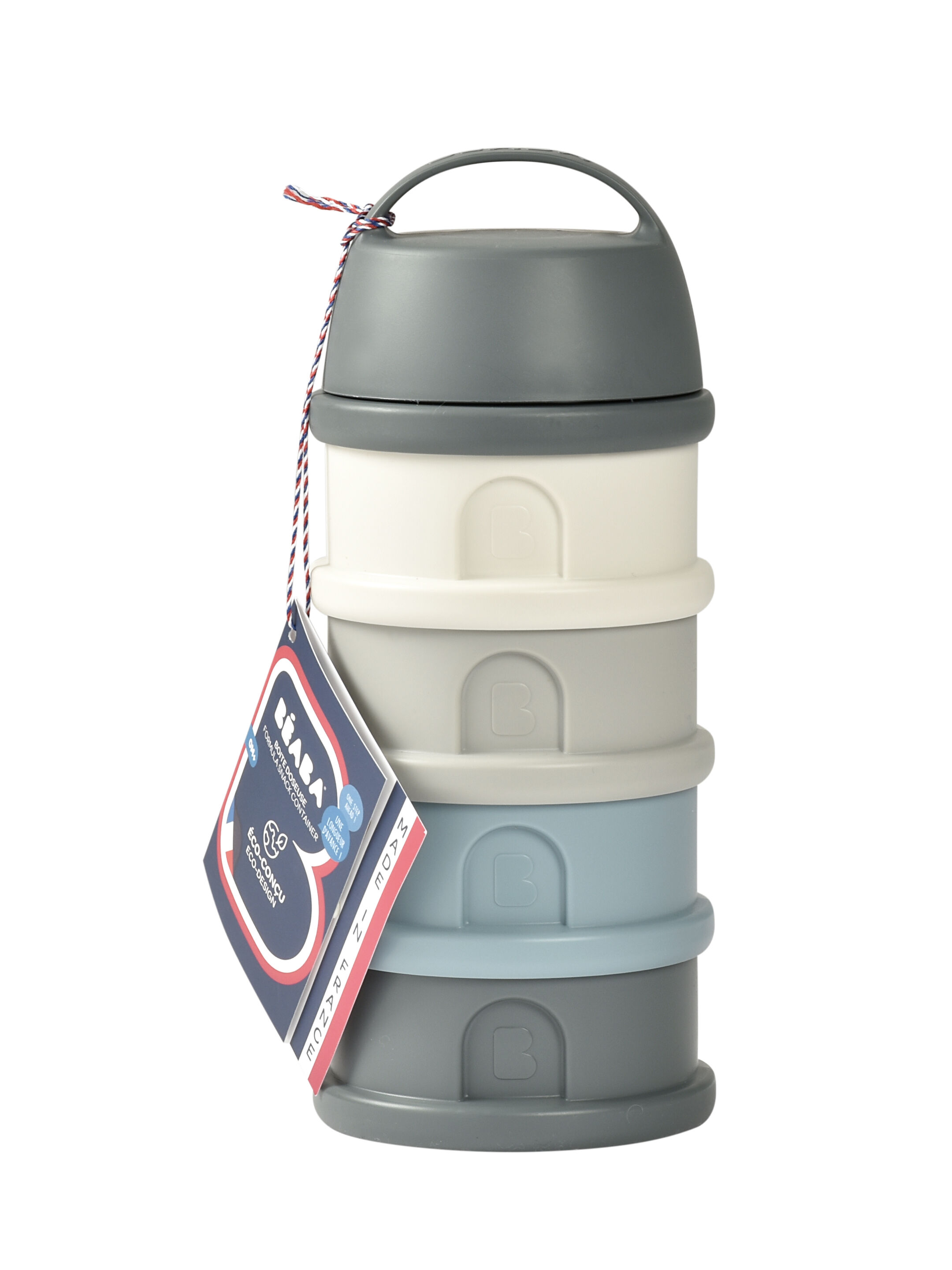 Beaba Formula Milk Container with 4 Compartments - Mineral Grey/Blue image number 1
