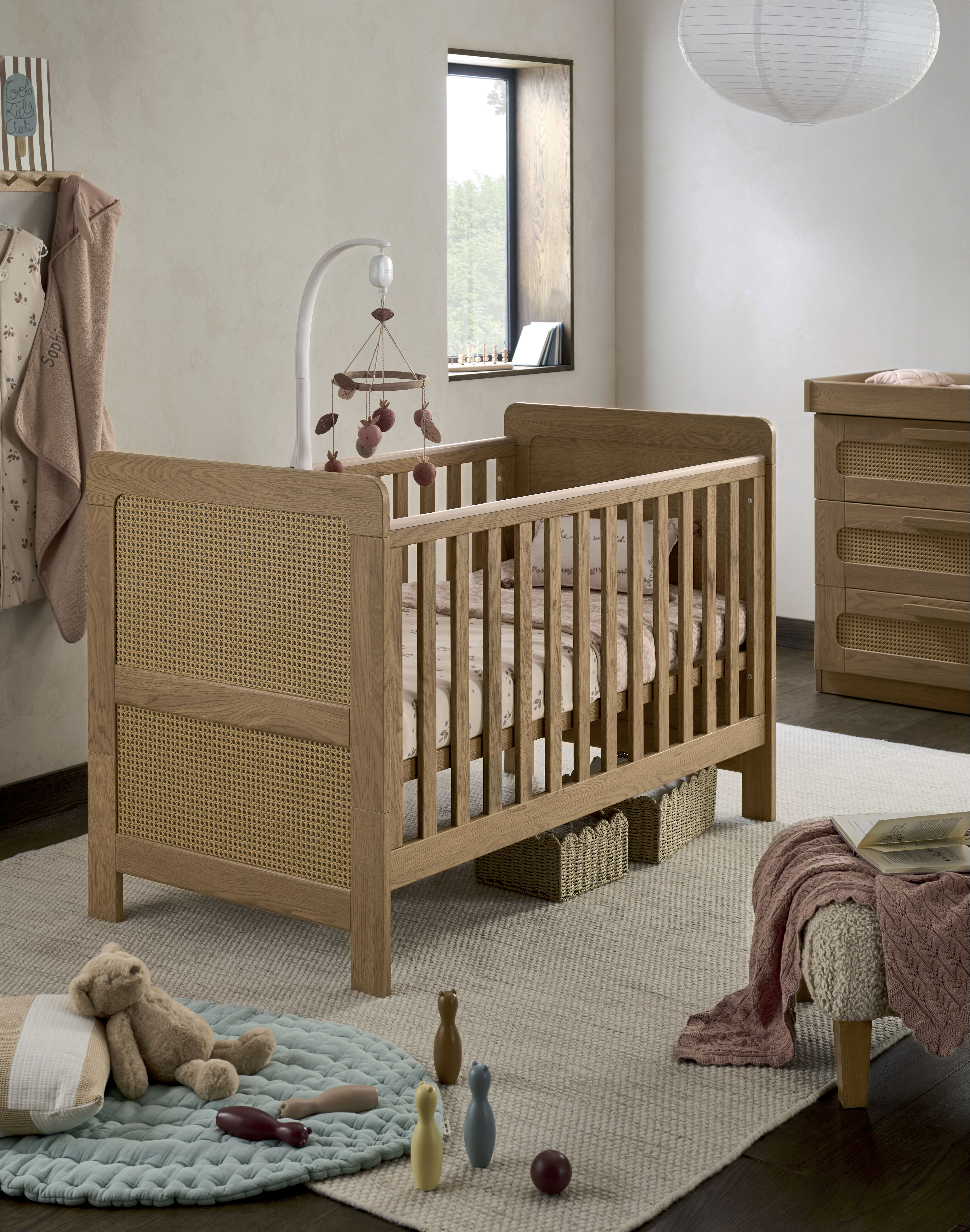 Esna 3 Piece Cotbed Set with Dresser Changer & Wardrobe - Rattan image number 2