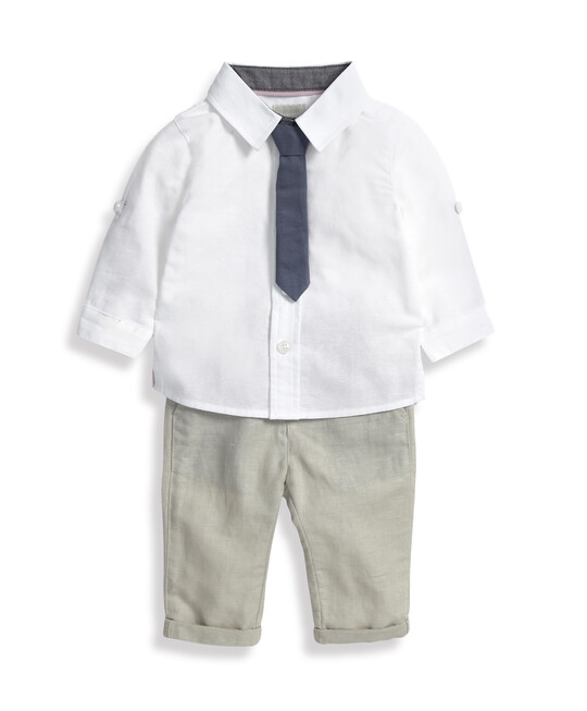 Linen Waistcoat, Shirt, Tie & Trousers Set image number 3
