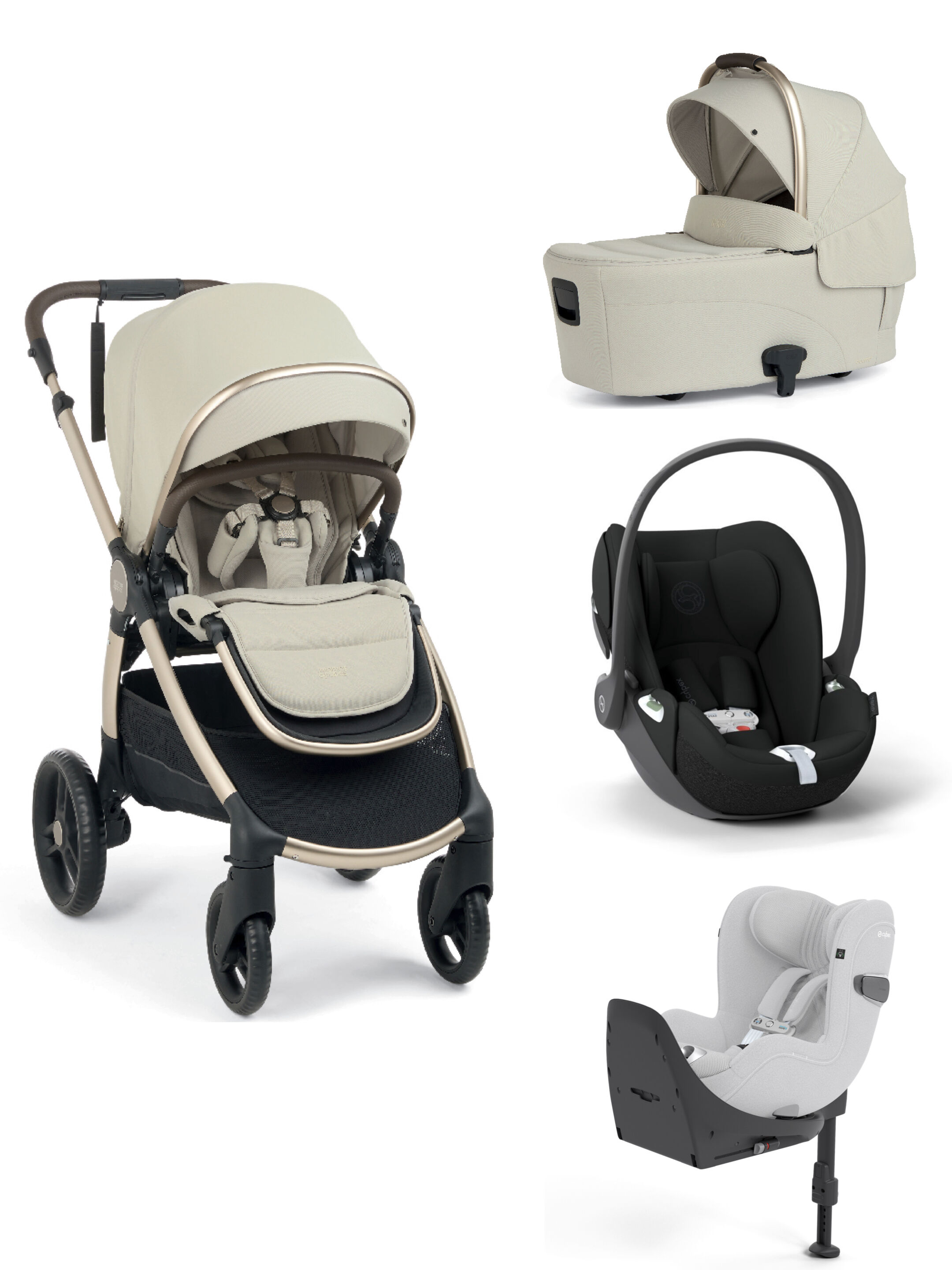 Ocarro 2 Pushchair and Carrycot Bundle with Cybex Cloud T i-Size Infant Car Seat and Base (4 Pieces) - Eclipse