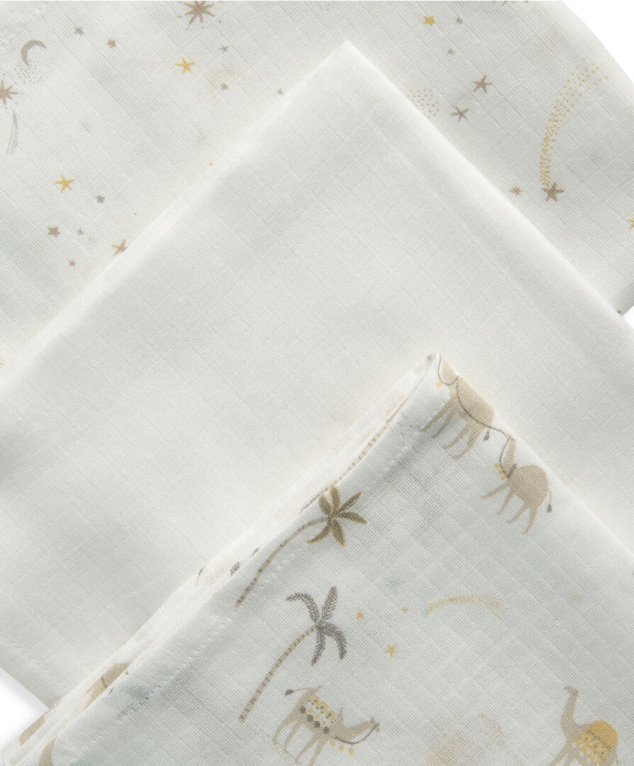 Buy 3 Pack Muslin Squares Camel Neutral Swaddle Wraps Mamas & Papas KSA