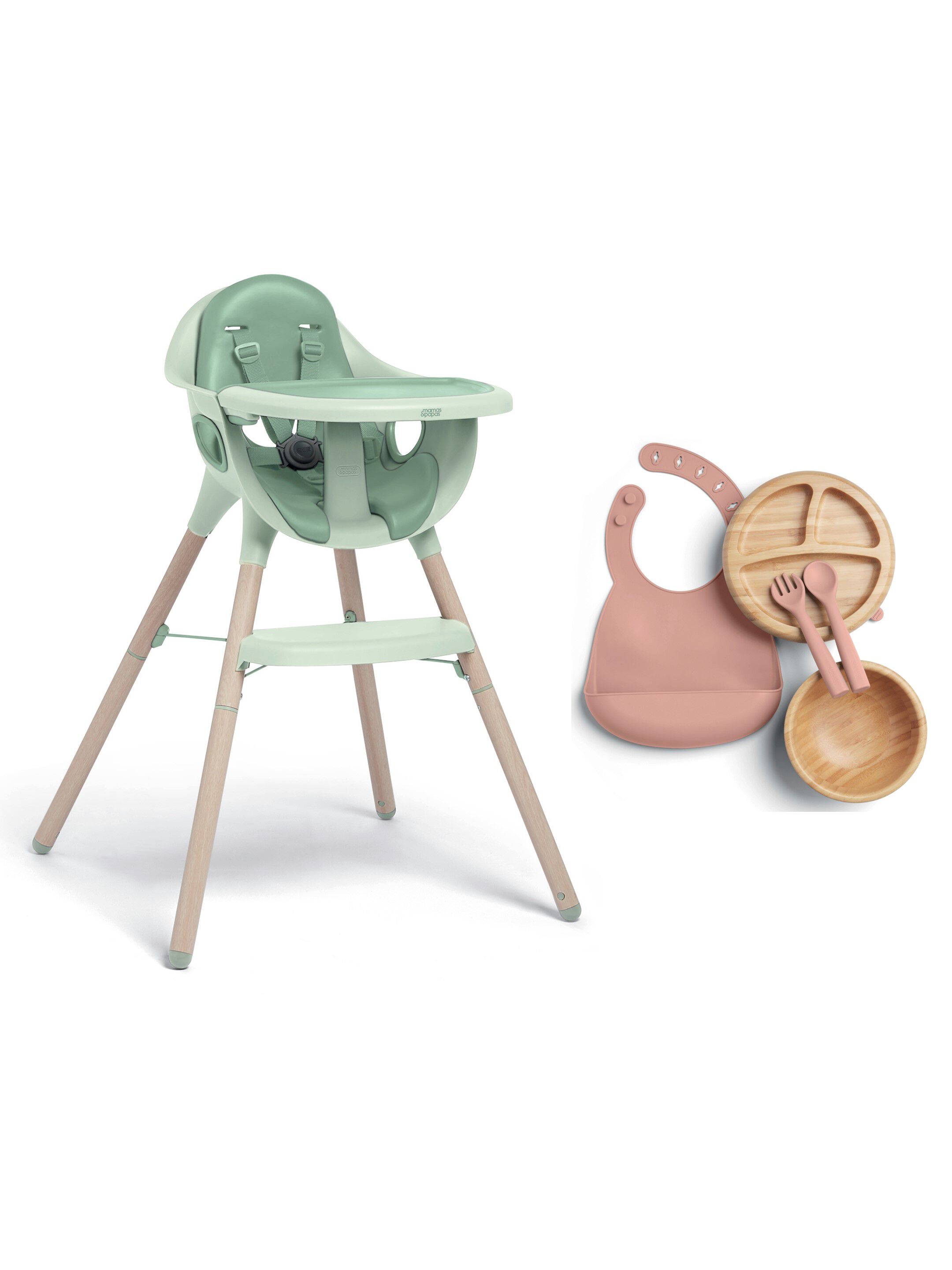 Juice High Chair with bamboo meal kits- Eucalyptus image number 1