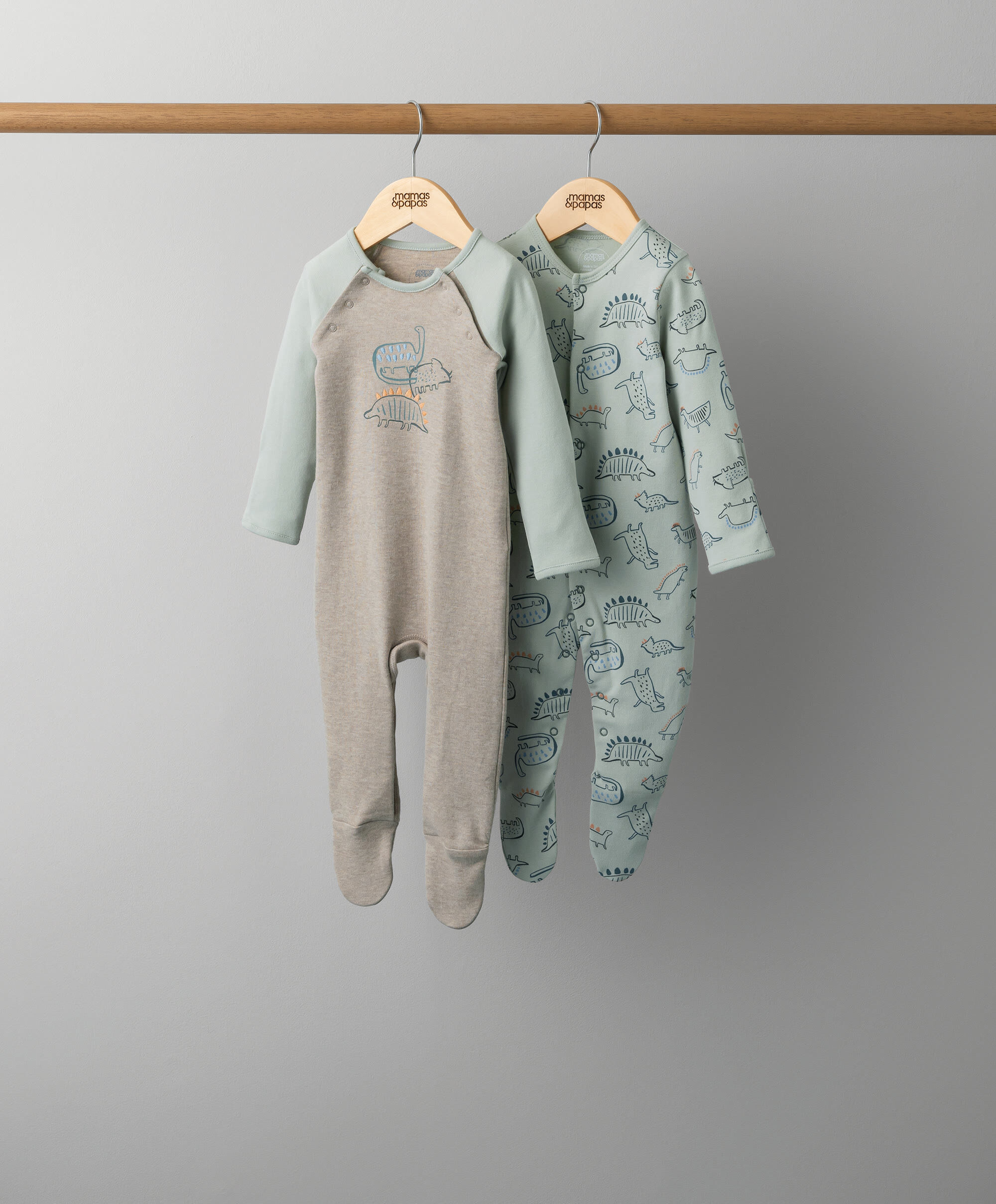 2 Pack Dinosaur Sleepsuits image number 1