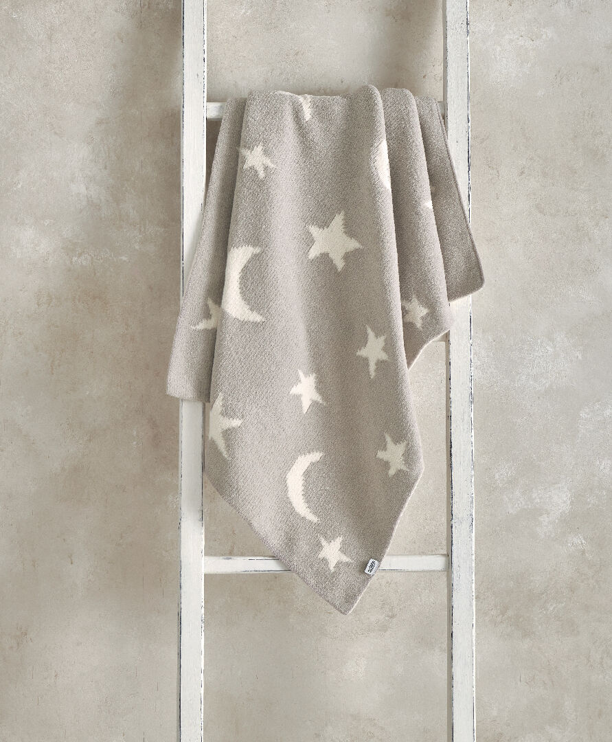 Chenille Blanket - Neutral Moon/Star