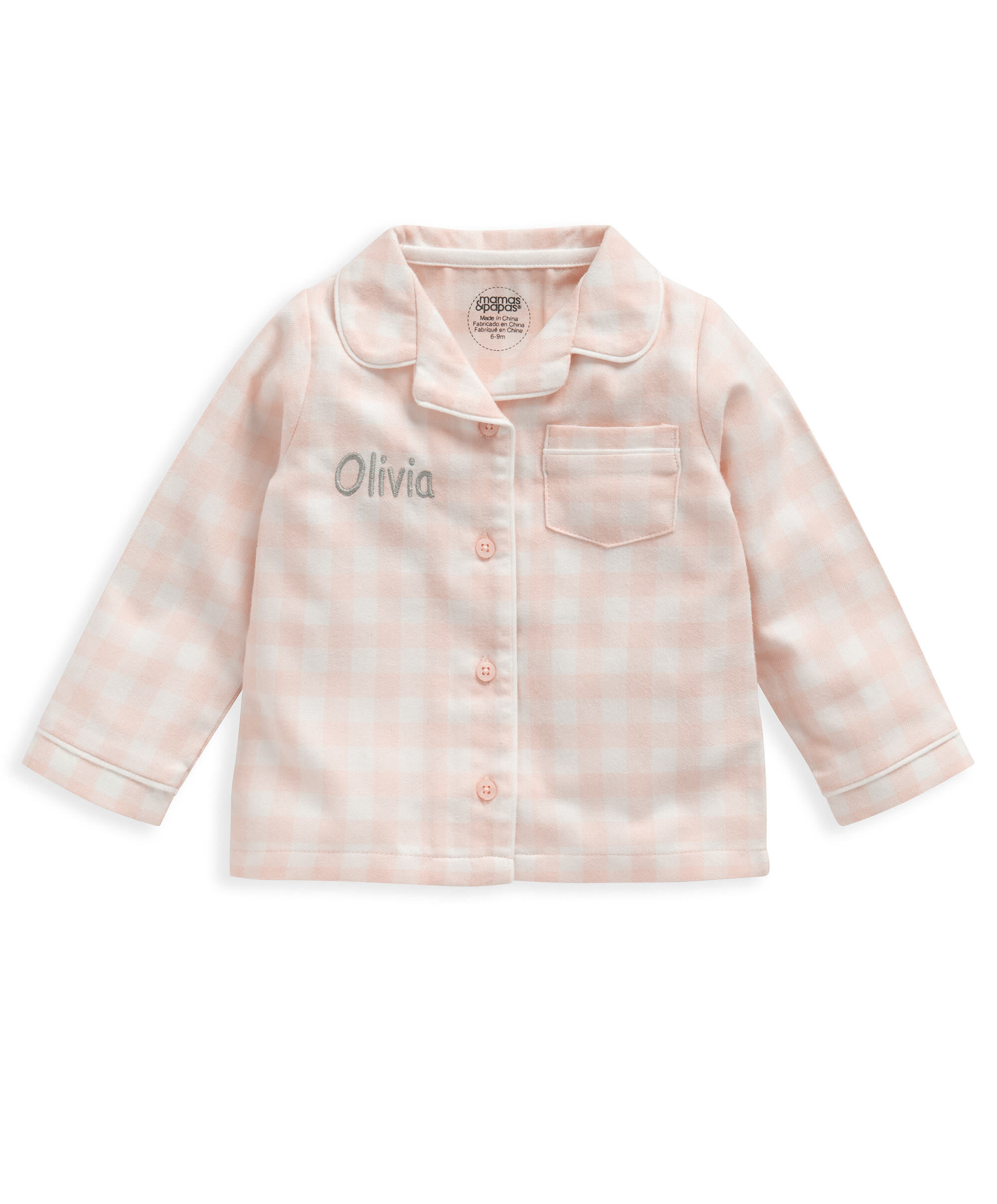 Pink Gingham Woven Pyjamas image number 6