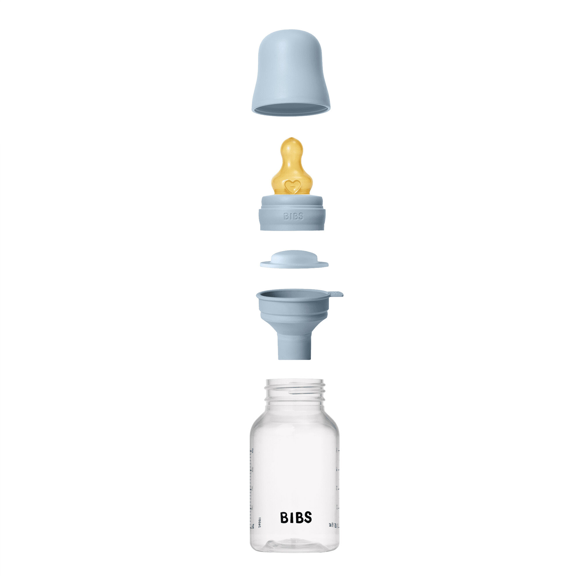BIBS Baby Bottle Round Nipple Latex 1 Pack 150 Ml Slow Flow Baby Blue image number 3