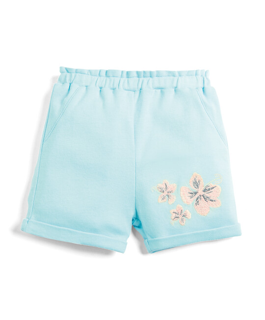 Embroidered Shorts - Aqua image number 1