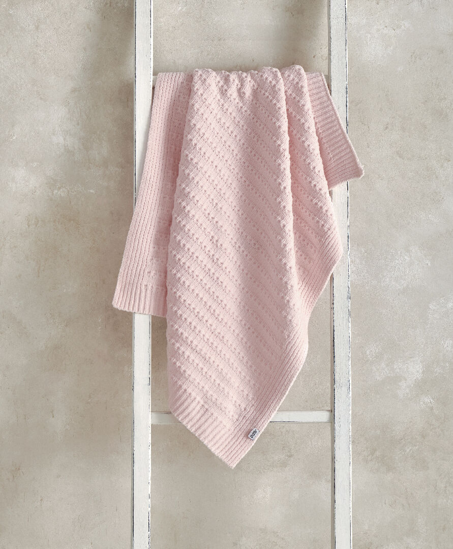 Chenille Blanket - Pink Stripe