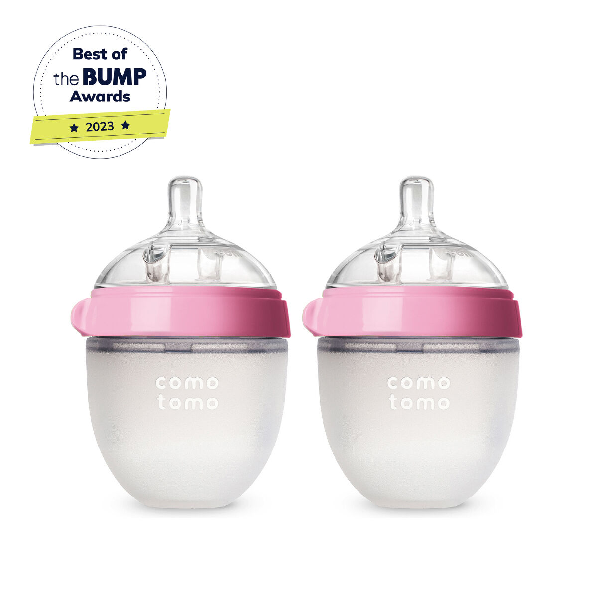 Comotomo Natural Feel Baby Feeding Bottle Pink & White - 2 pcs x 150 ml