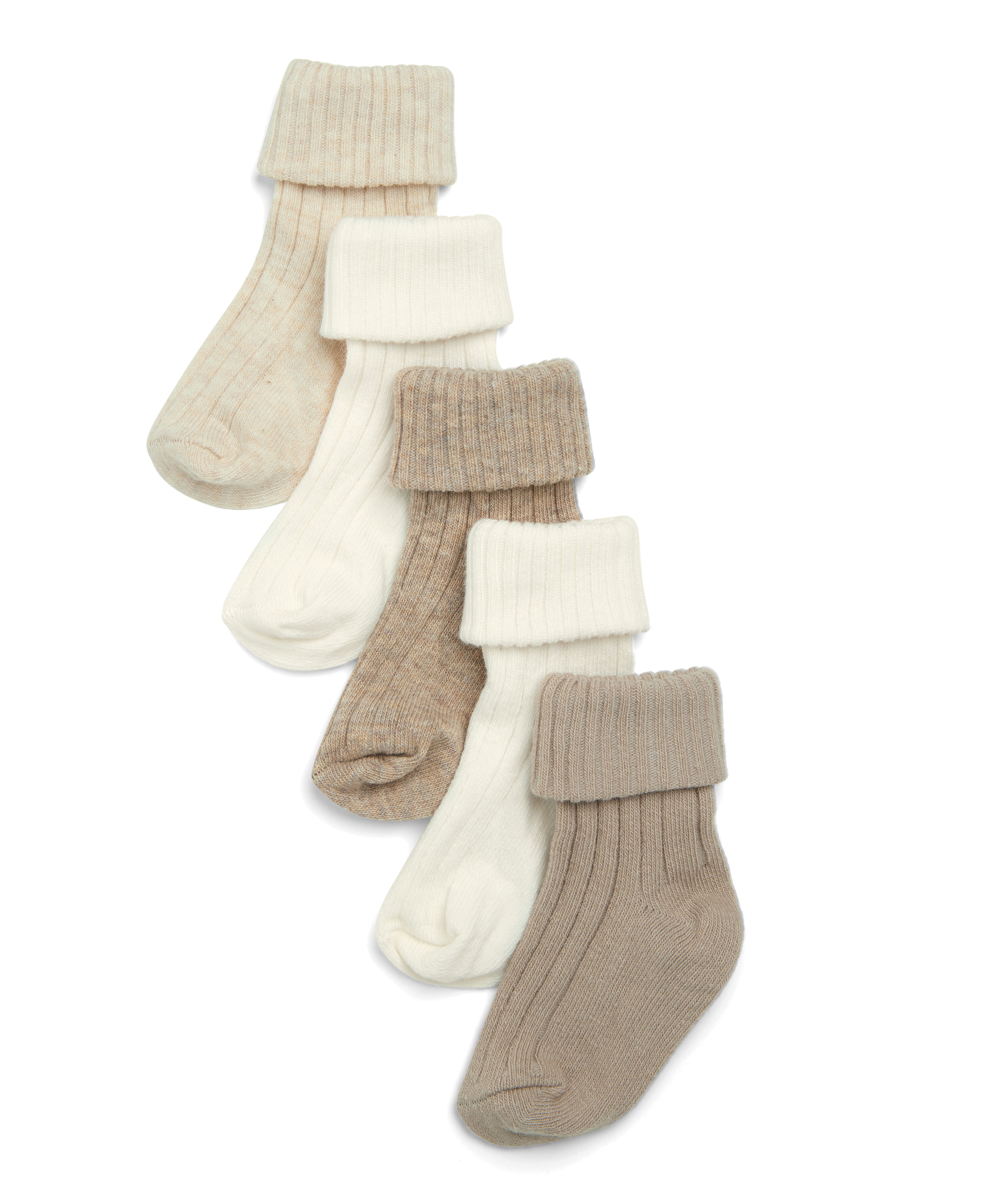 5 Pack Ribbed Socks - Sand image number 2