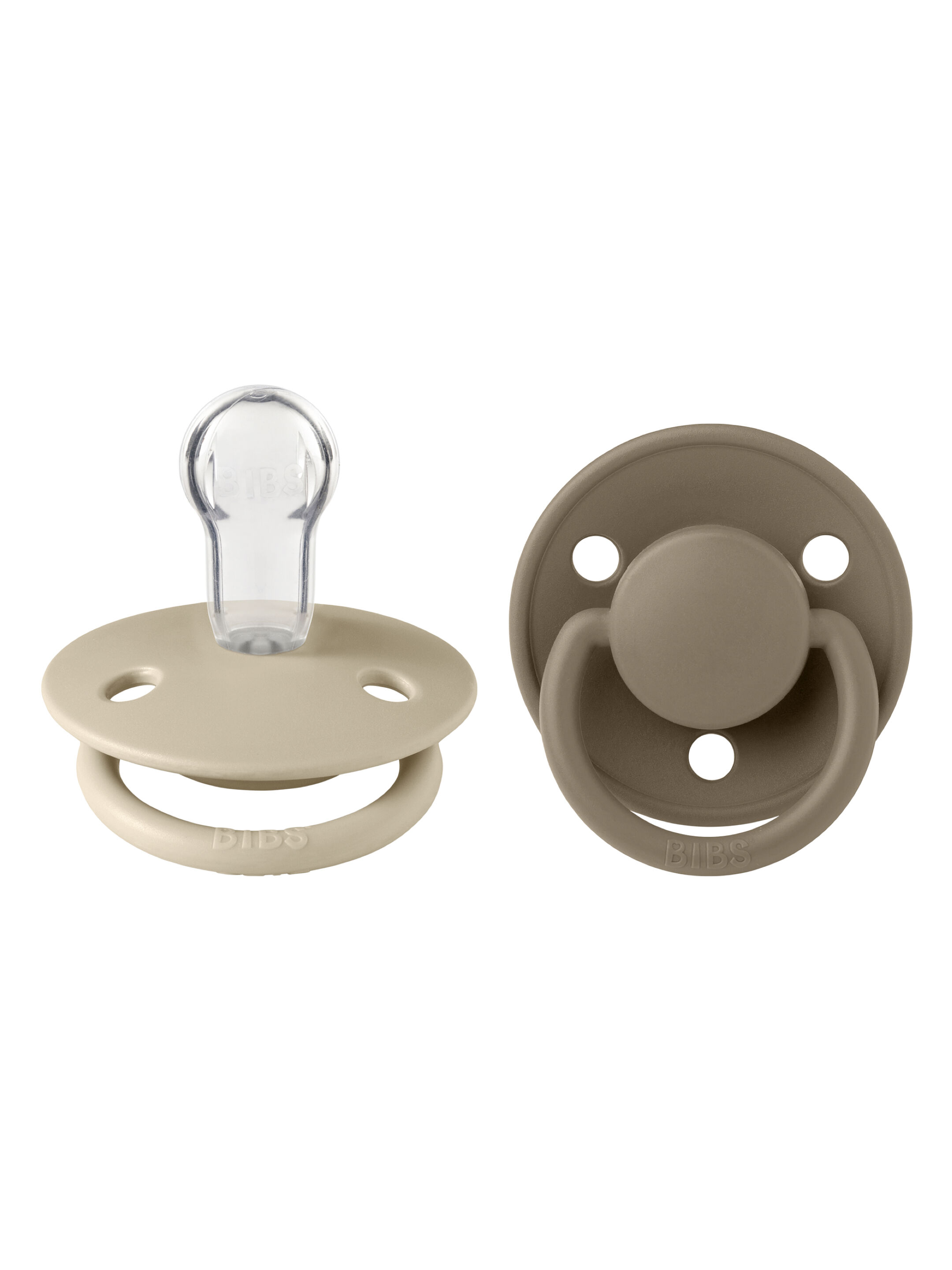 Bibs De Lux Pacifier 2 Pack Silicone Onesize Vanilla/Dark Oak