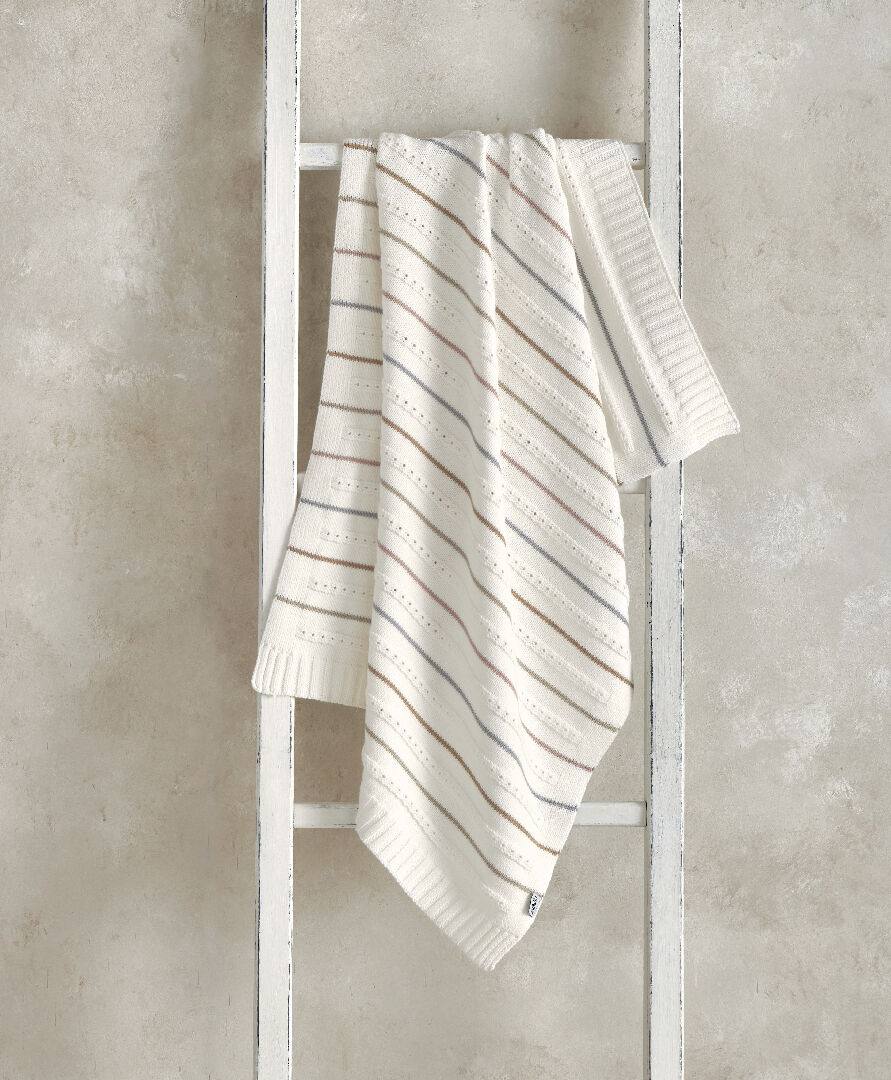 Knitted Blanket - Neutral Stripe